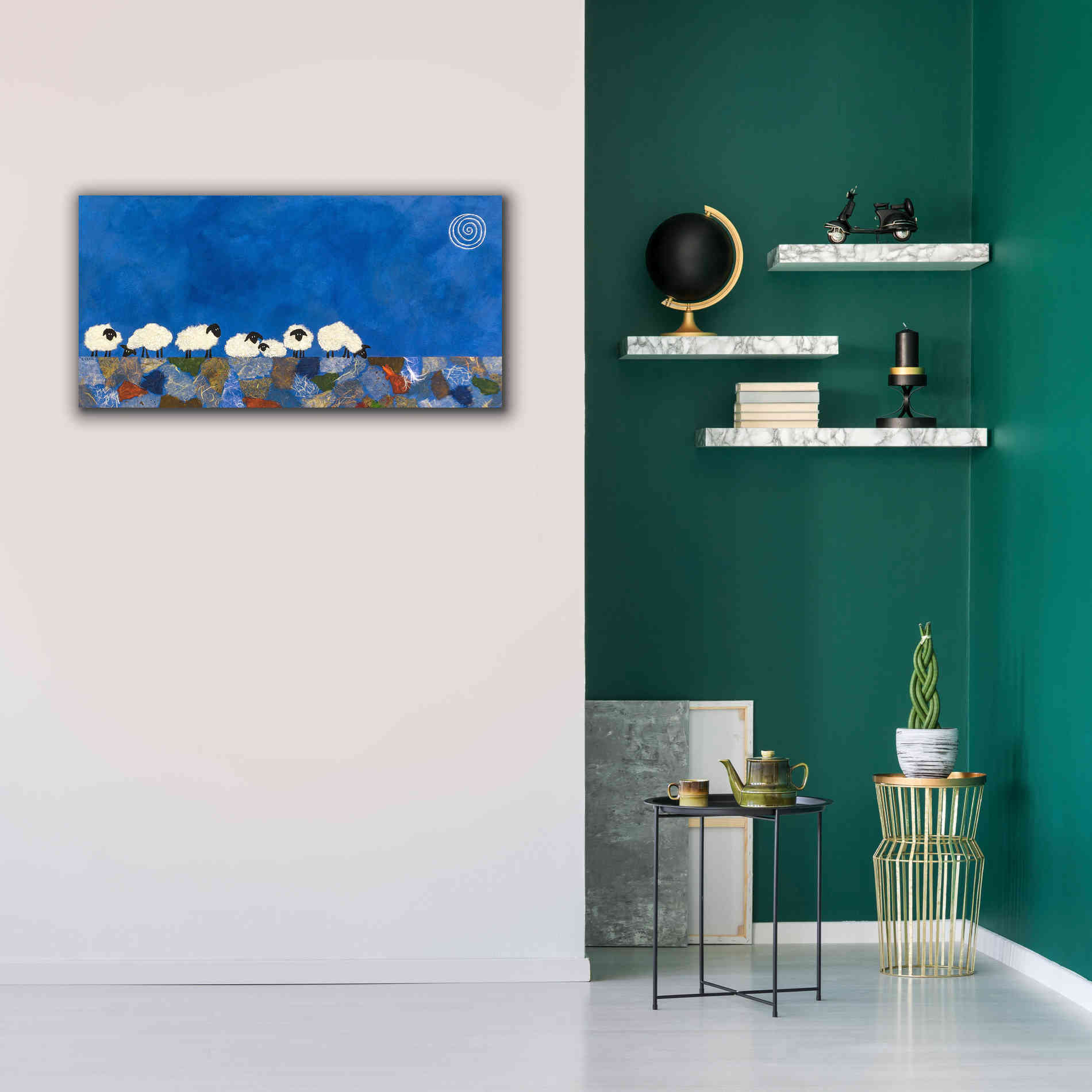 'Feeling Sheepish by Casey Craig Giclee Canvas Wall Art,40 x 20