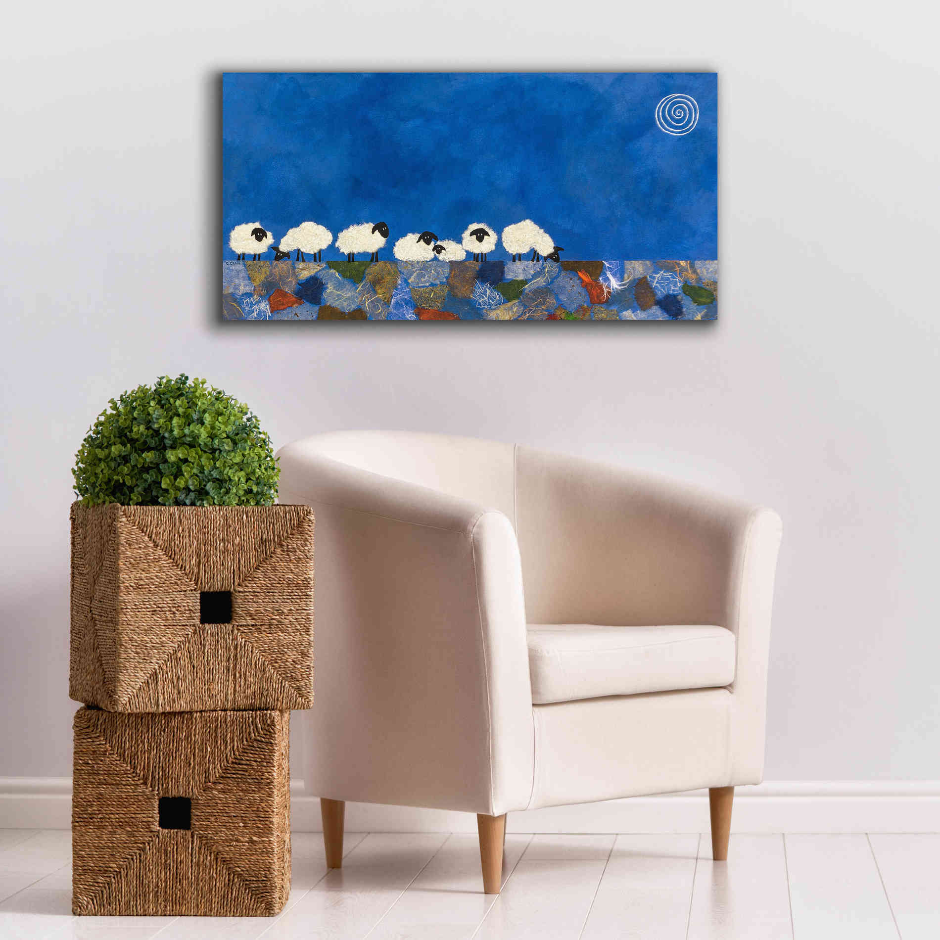 'Feeling Sheepish by Casey Craig Giclee Canvas Wall Art,40 x 20