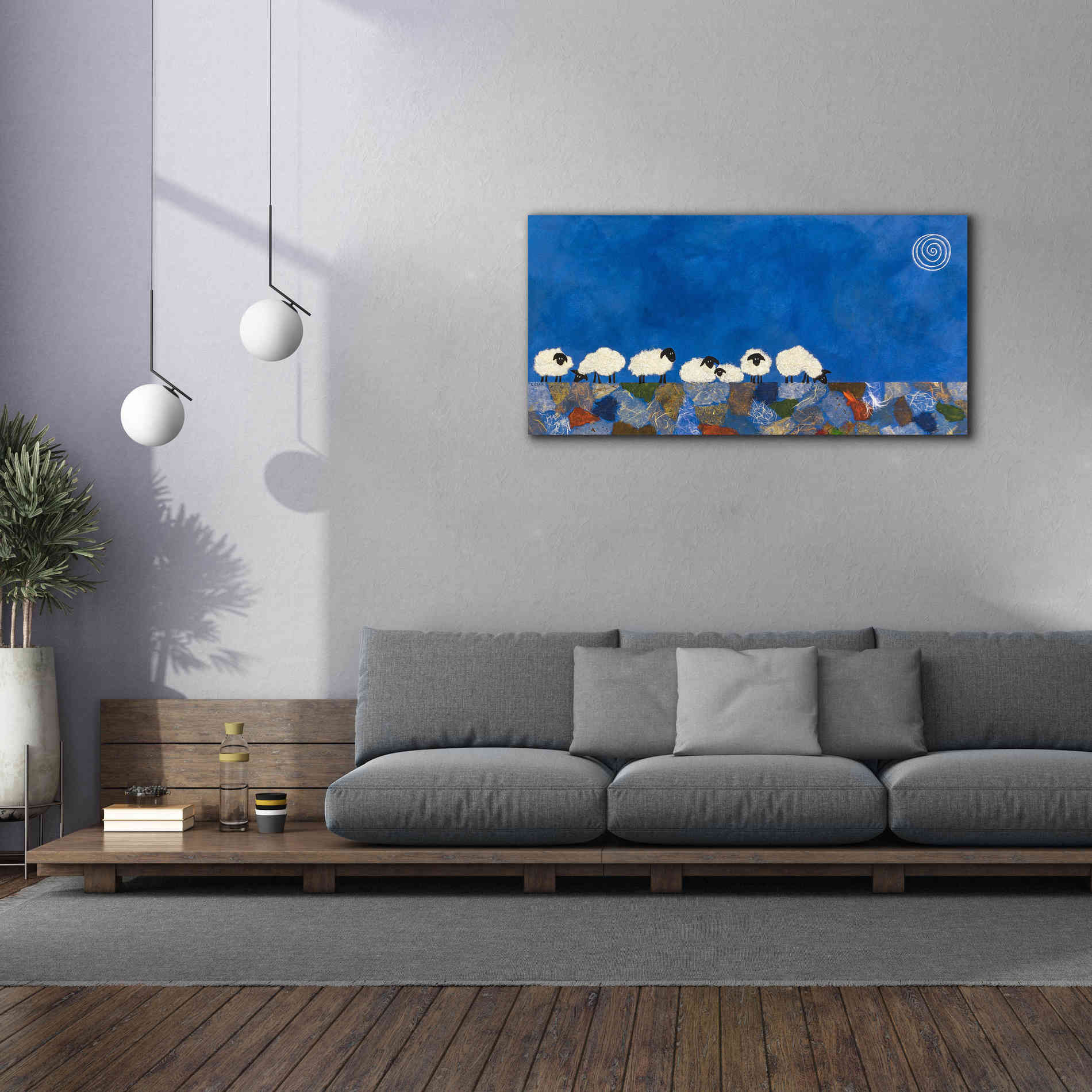 'Feeling Sheepish by Casey Craig Giclee Canvas Wall Art,60 x 30