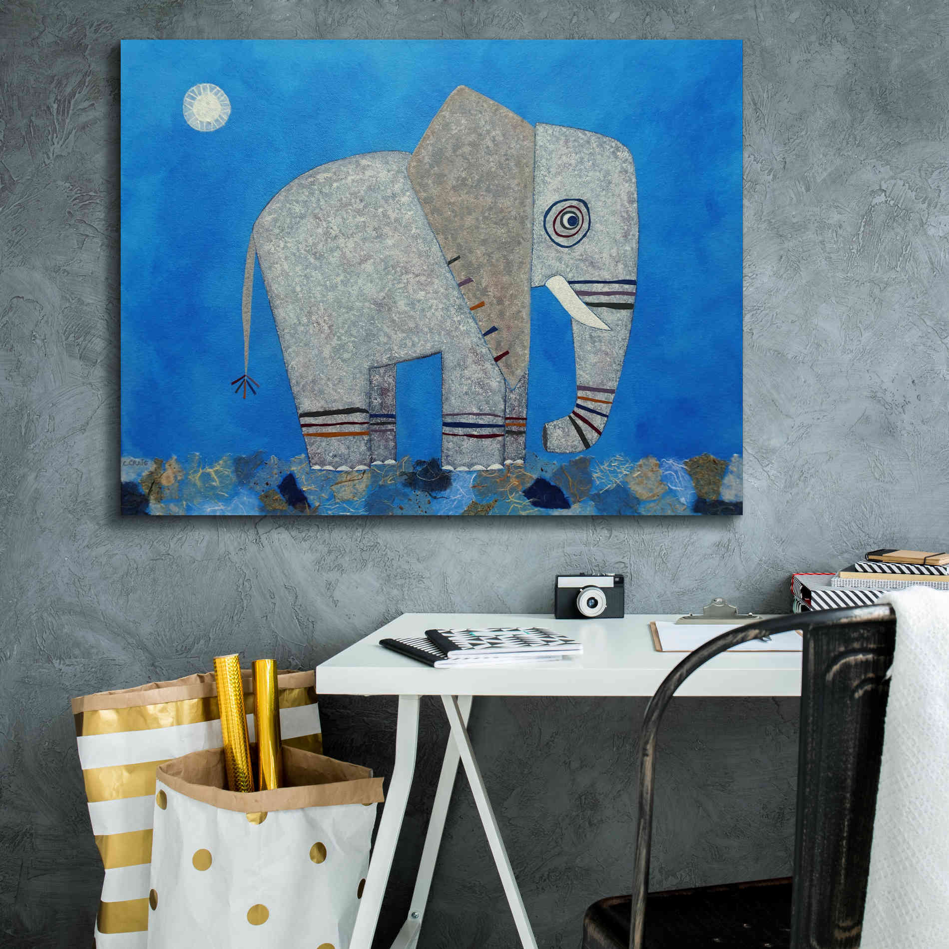 'Everything Else Is Irrelephant by Casey Craig Giclee Canvas Wall Art,34 x 26