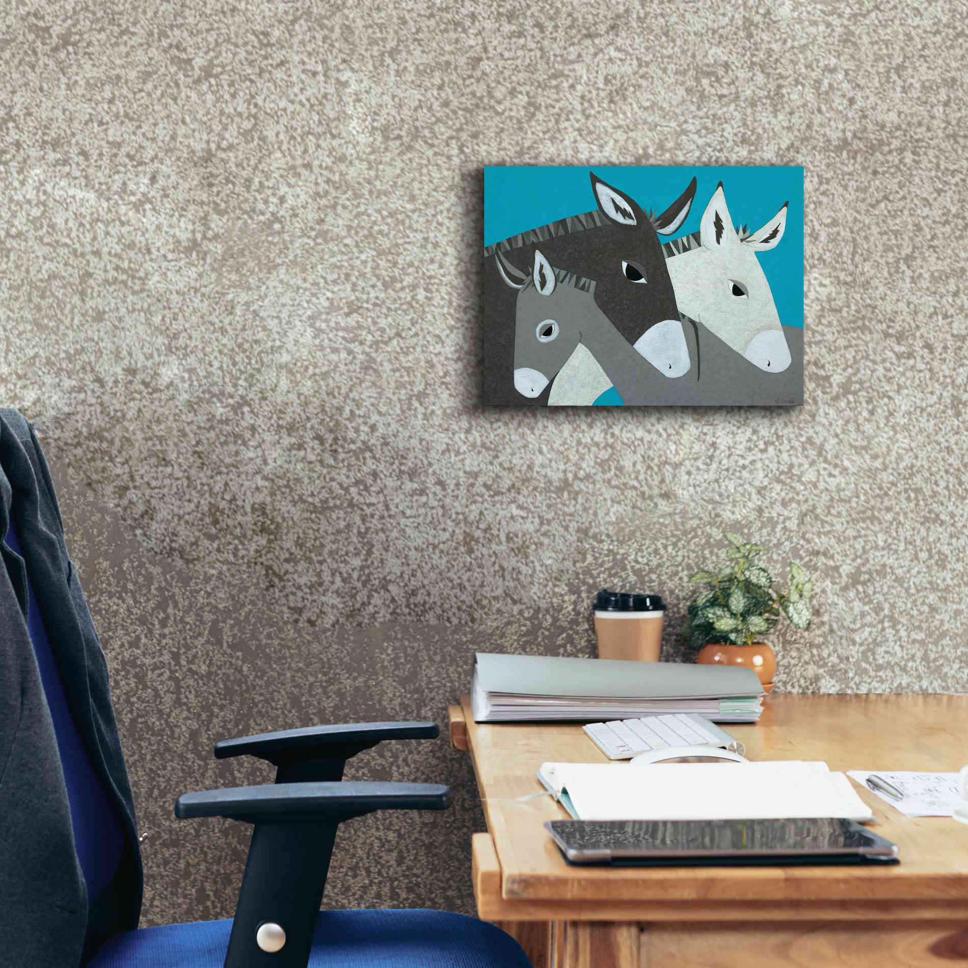 'Donkey Family by Casey Craig Giclee Canvas Wall Art,16 x 12