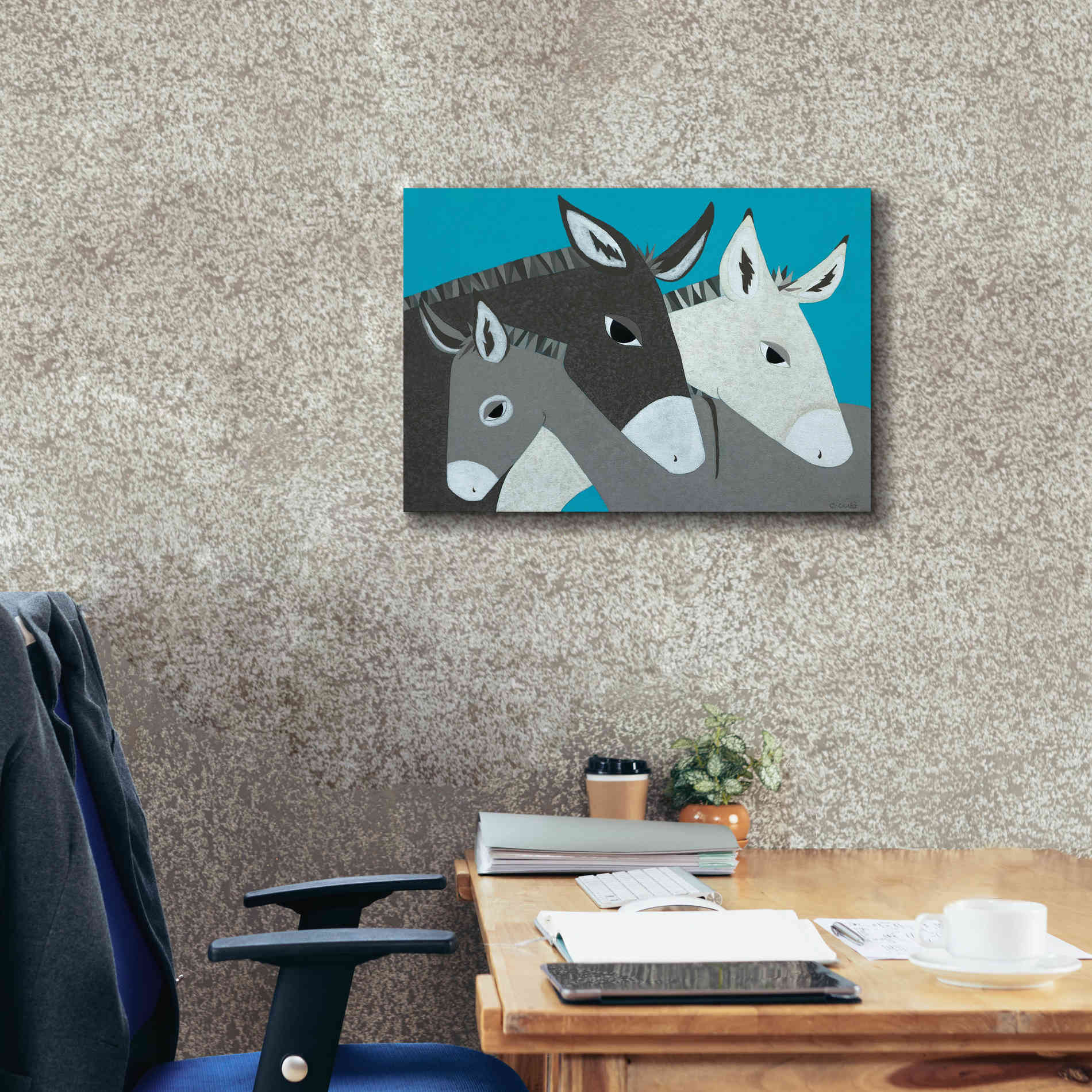 'Donkey Family by Casey Craig Giclee Canvas Wall Art,24 x 20