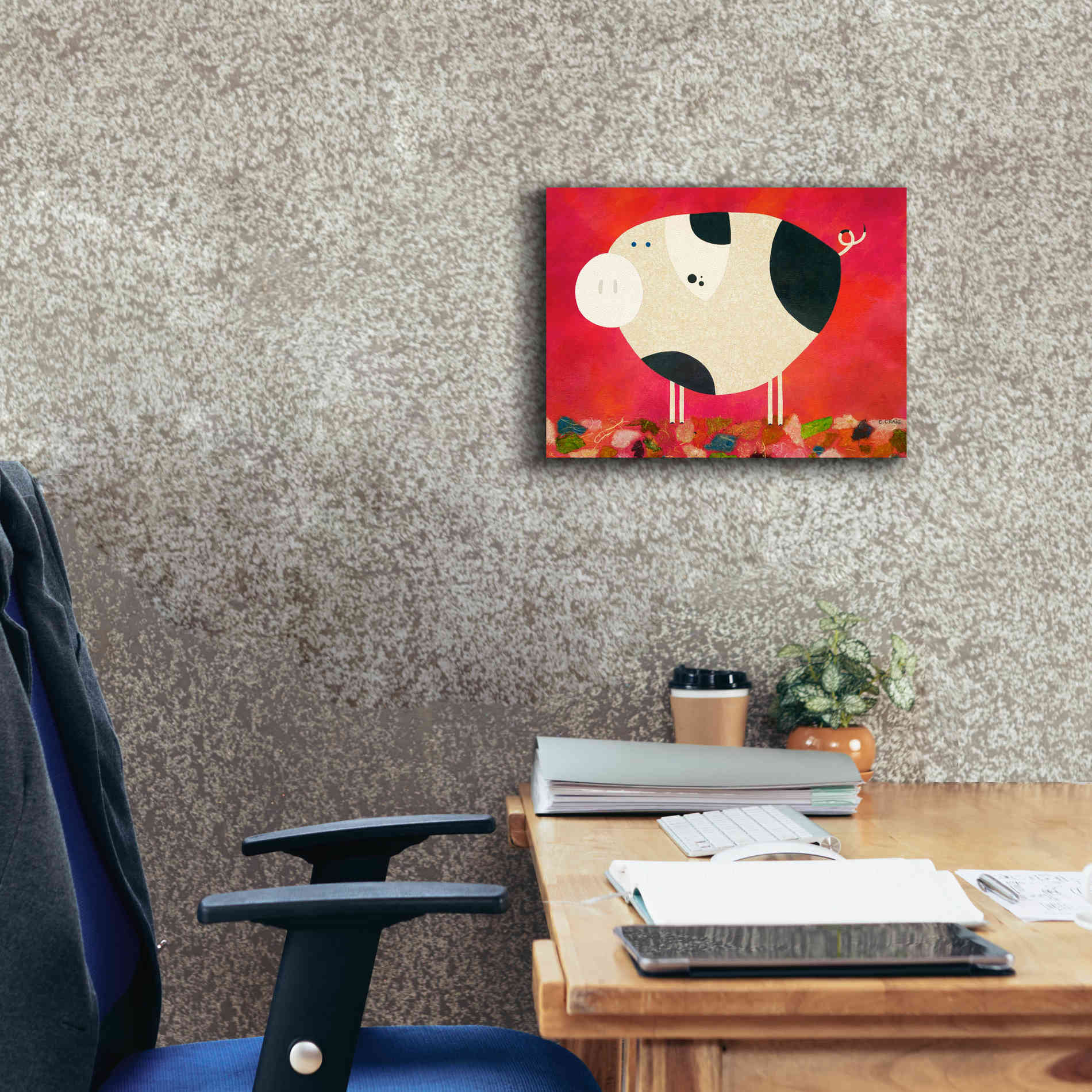 'Pig Newton Reverse by Casey Craig Giclee Canvas Wall Art,16 x 12