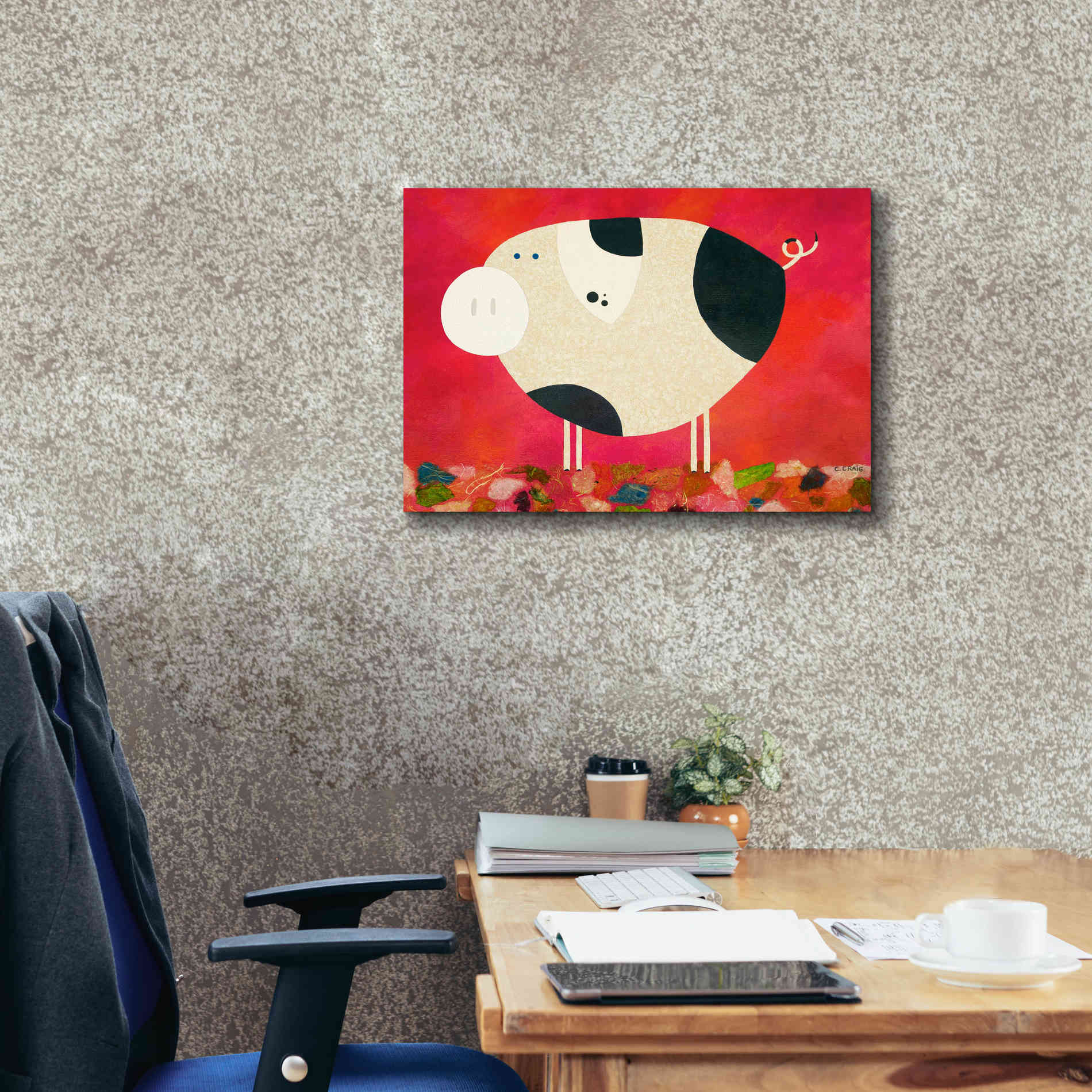 'Pig Newton Reverse by Casey Craig Giclee Canvas Wall Art,24 x 20