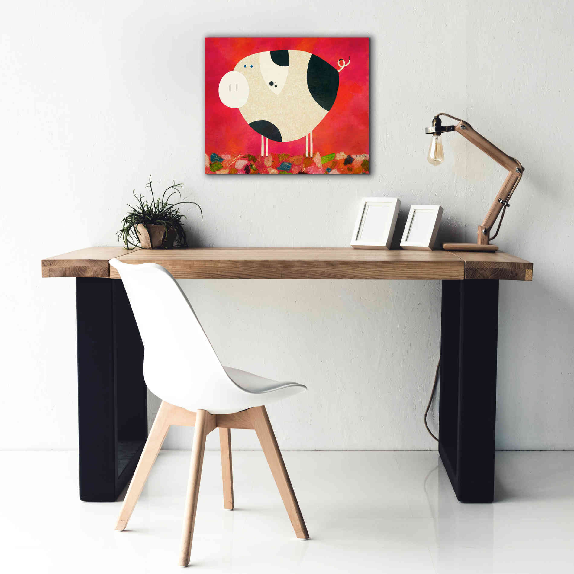 'Pig Newton Reverse by Casey Craig Giclee Canvas Wall Art,24 x 20