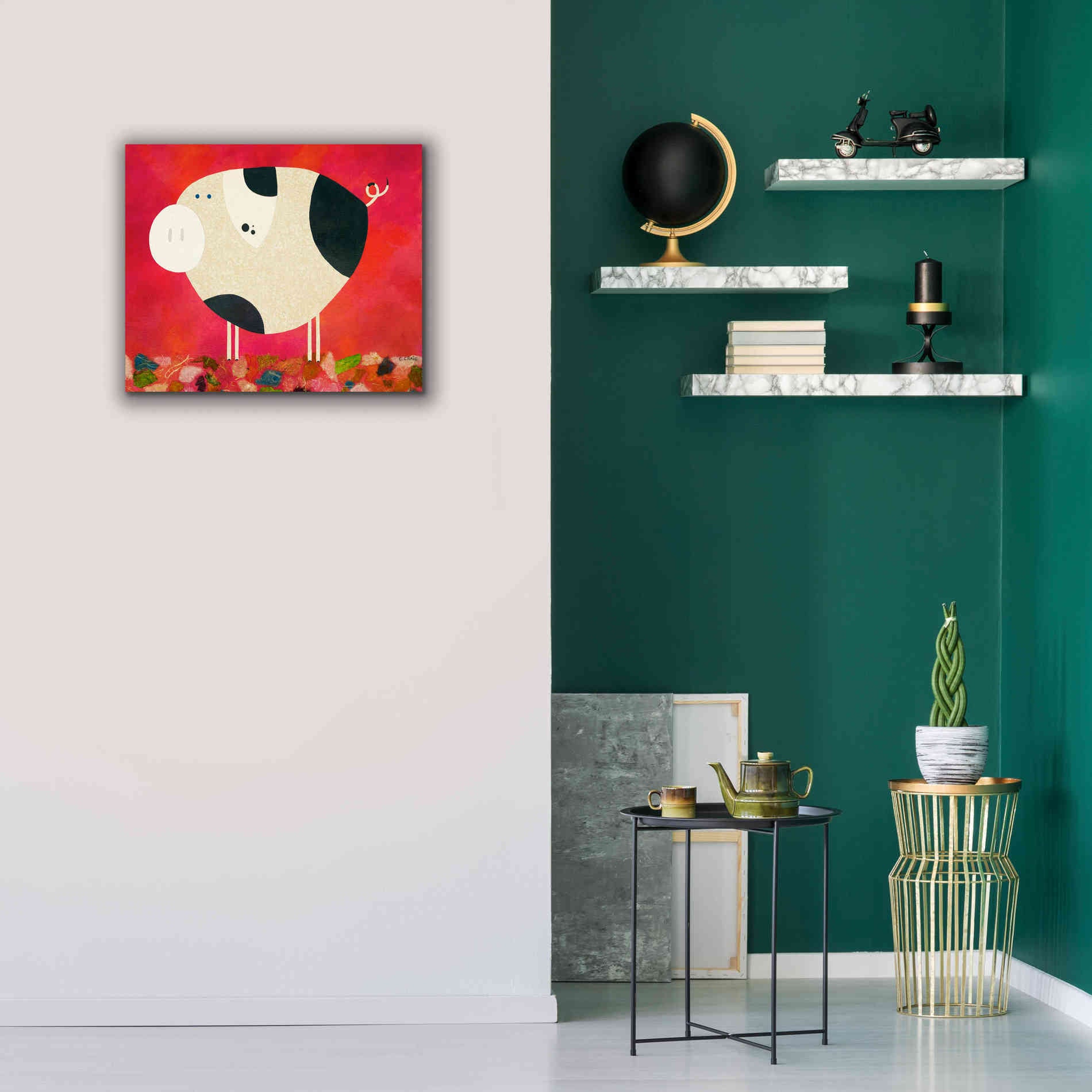 'Pig Newton Reverse by Casey Craig Giclee Canvas Wall Art,24 x 20
