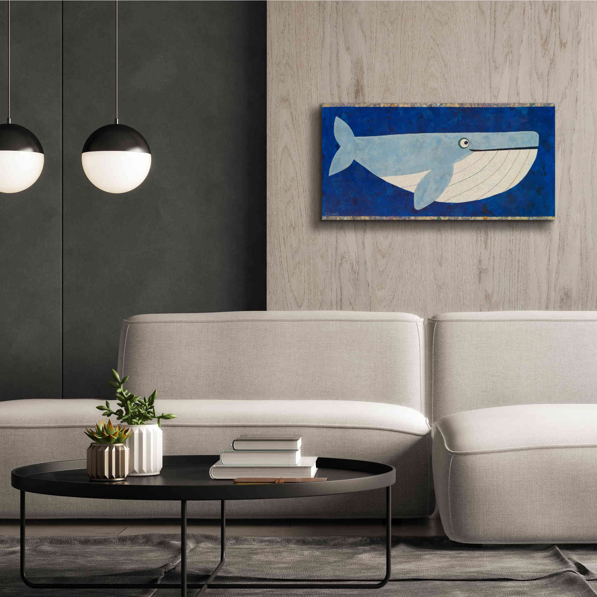 'Wendell the Whale by Casey Craig Giclee Canvas Wall Art,40 x 20