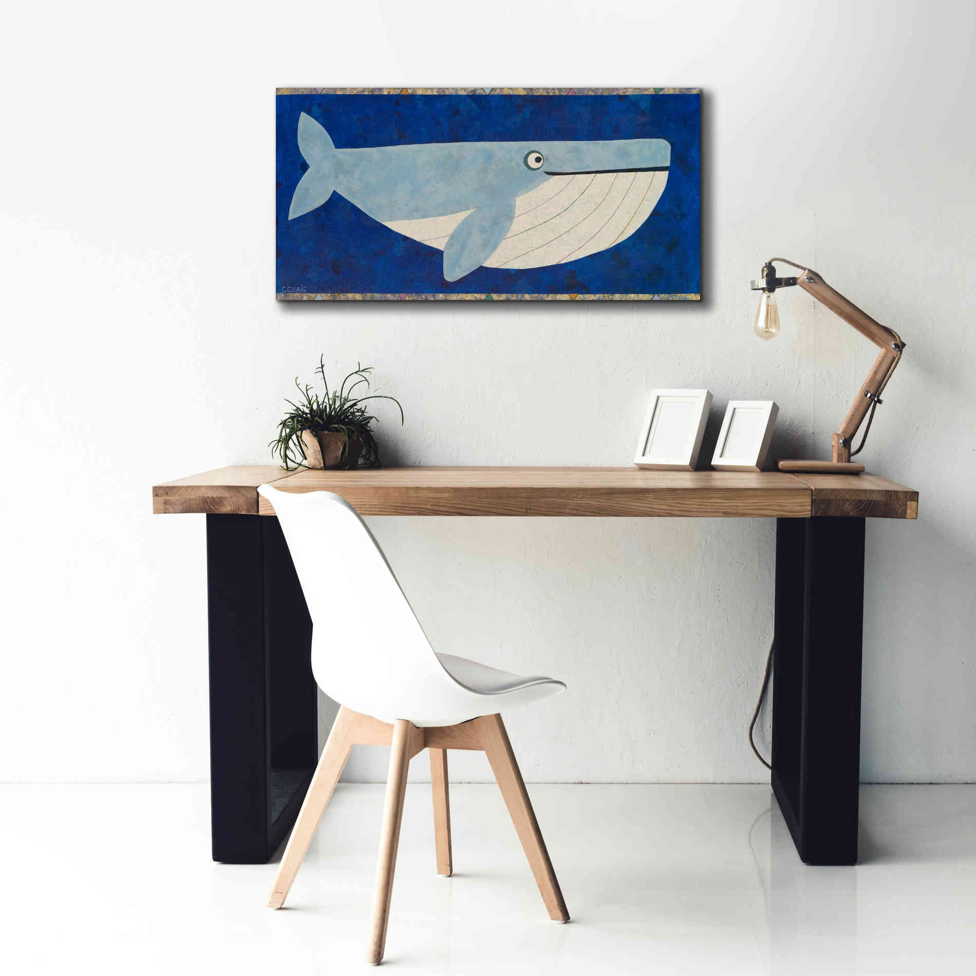 'Wendell the Whale by Casey Craig Giclee Canvas Wall Art,40 x 20