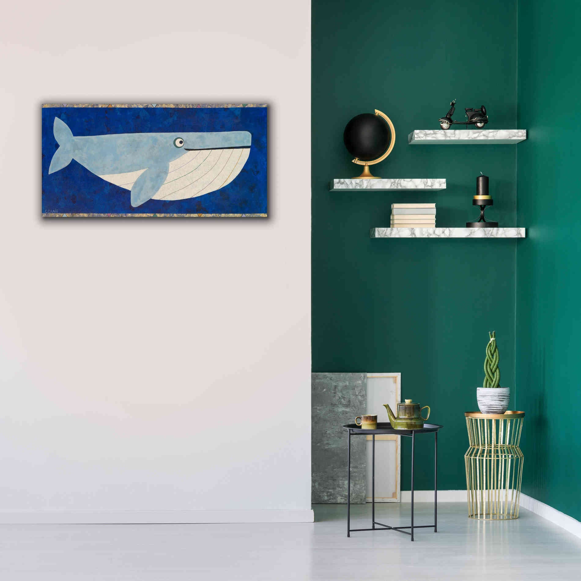 'Wendell the Whale by Casey Craig Giclee Canvas Wall Art,40 x 20