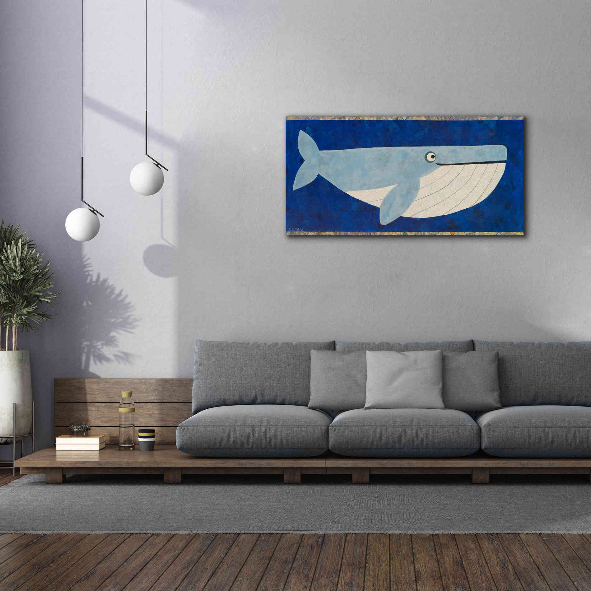 'Wendell the Whale by Casey Craig Giclee Canvas Wall Art,60 x 30