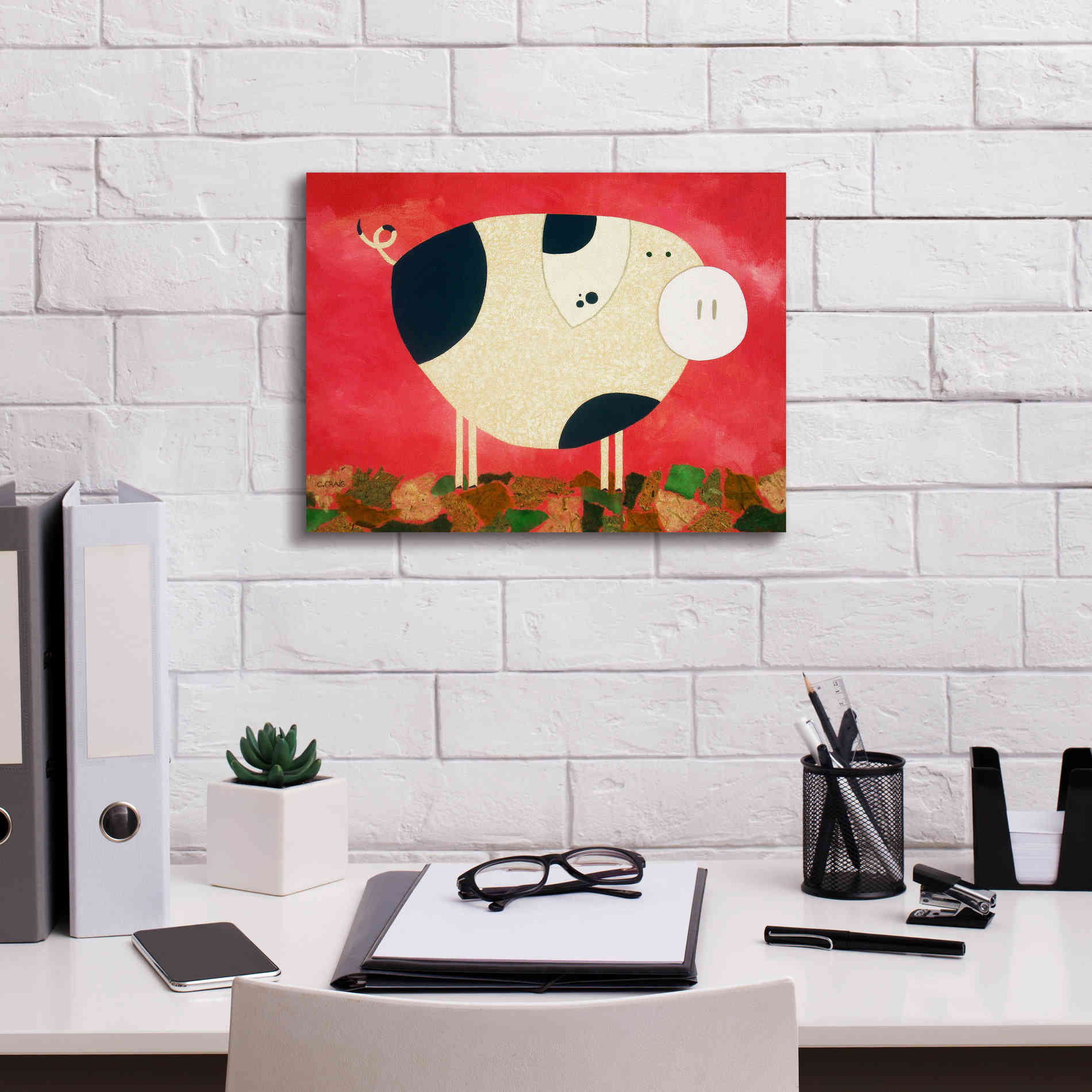 'Pig Newton by Casey Craig Giclee Canvas Wall Art,16 x 12
