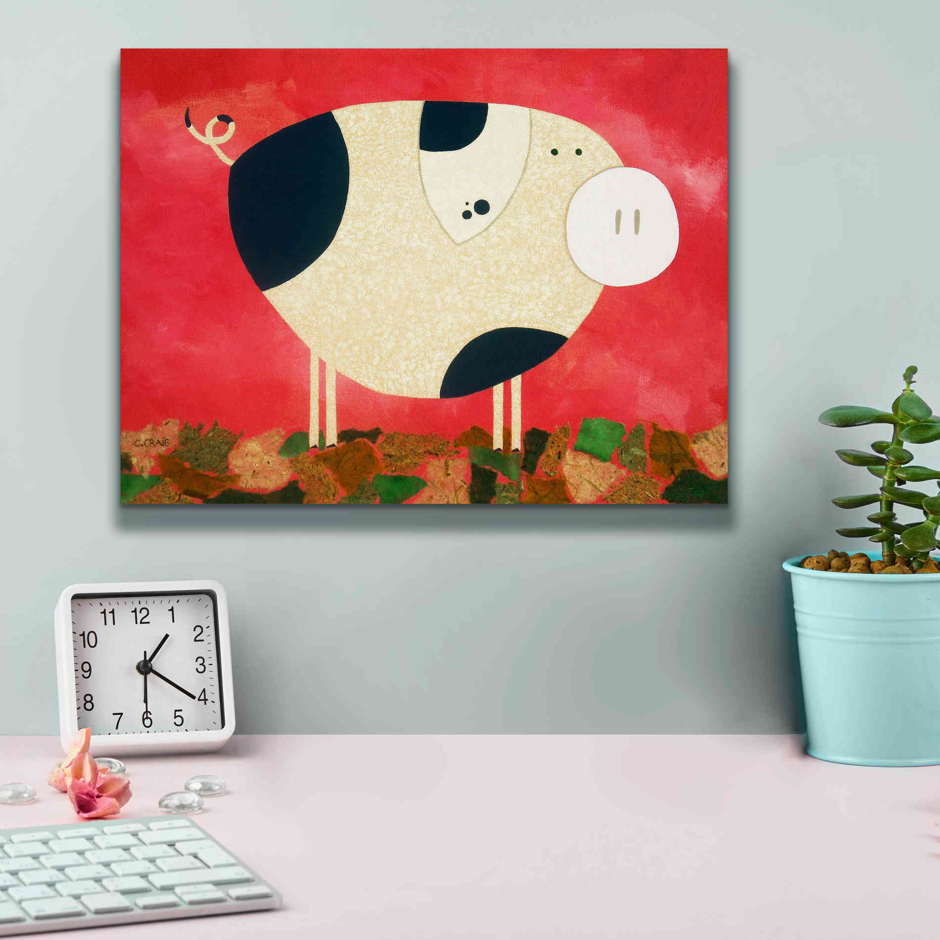 'Pig Newton by Casey Craig Giclee Canvas Wall Art,16 x 12