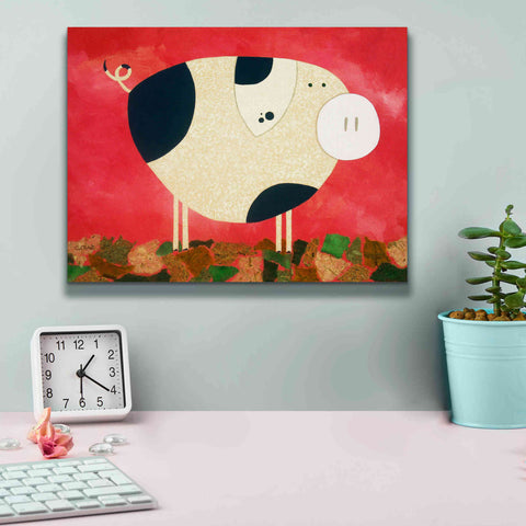 Image of 'Pig Newton by Casey Craig Giclee Canvas Wall Art,16 x 12