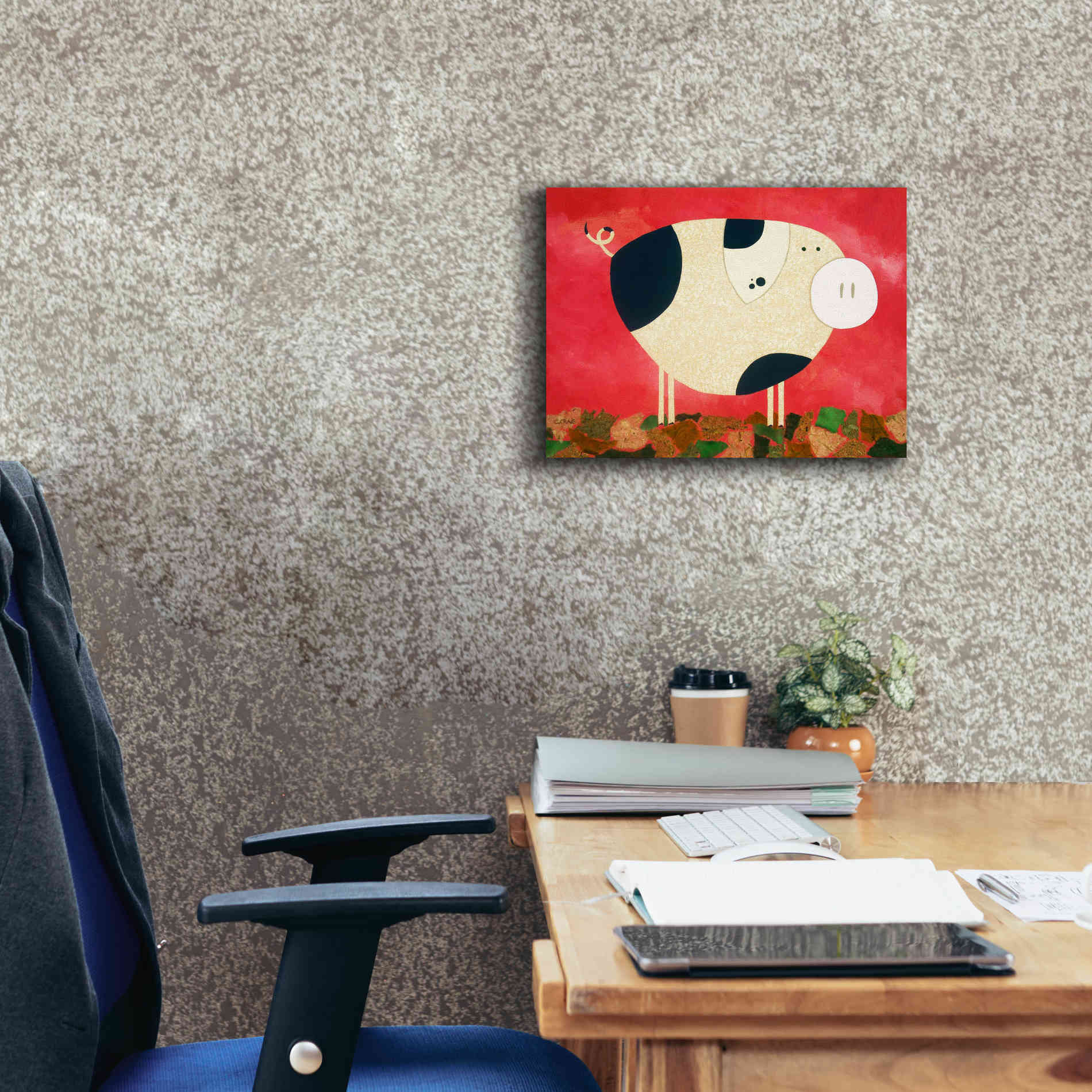'Pig Newton by Casey Craig Giclee Canvas Wall Art,16 x 12
