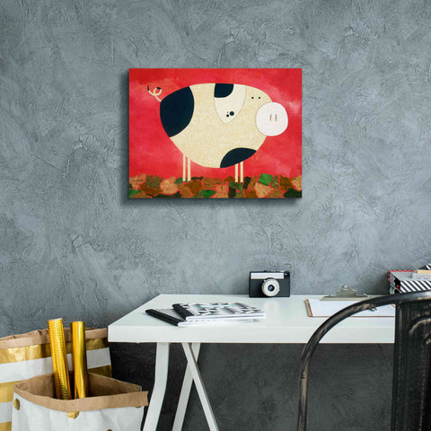 Image of 'Pig Newton by Casey Craig Giclee Canvas Wall Art,16 x 12