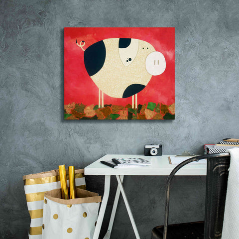 Image of 'Pig Newton by Casey Craig Giclee Canvas Wall Art,24 x 20