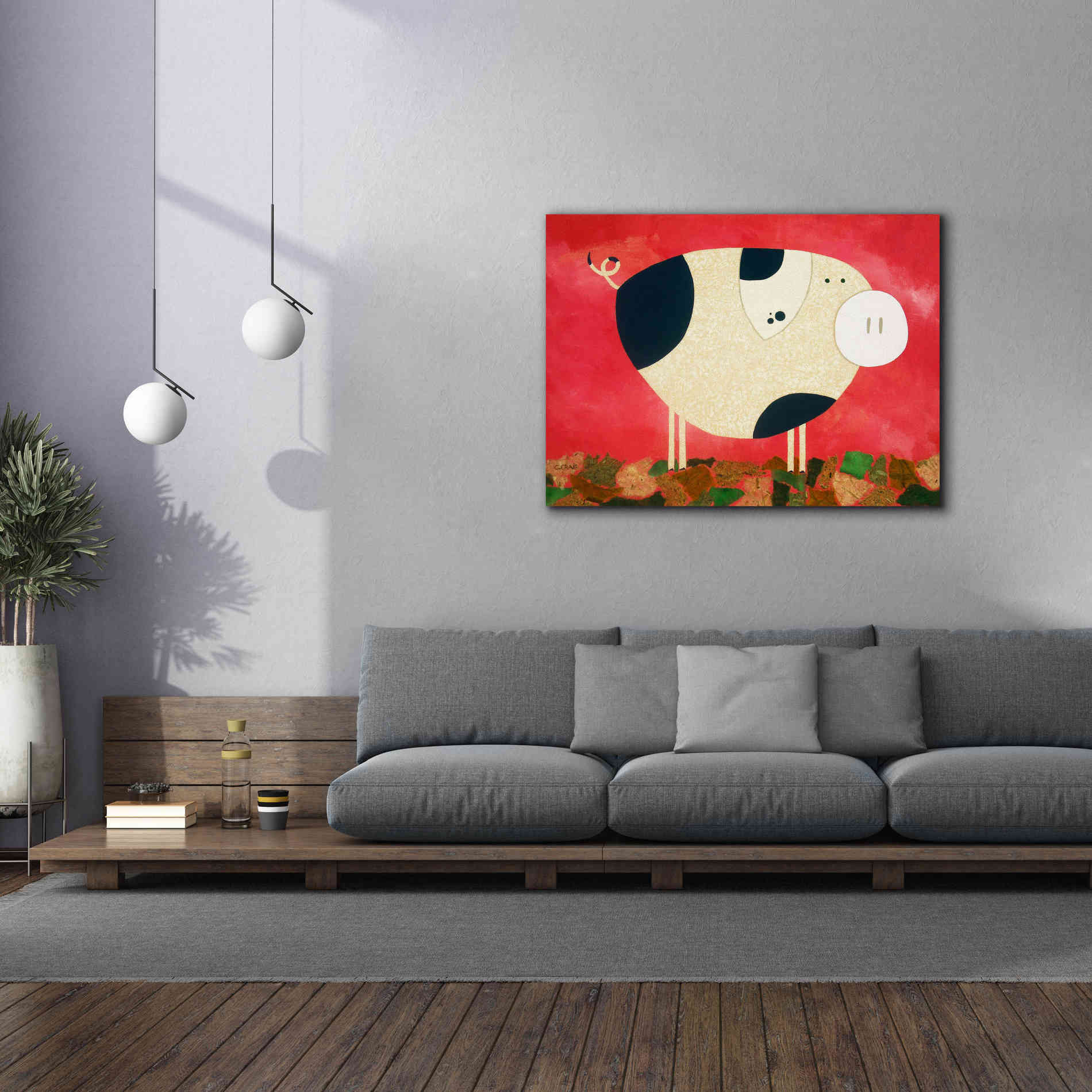 'Pig Newton by Casey Craig Giclee Canvas Wall Art,54 x 40