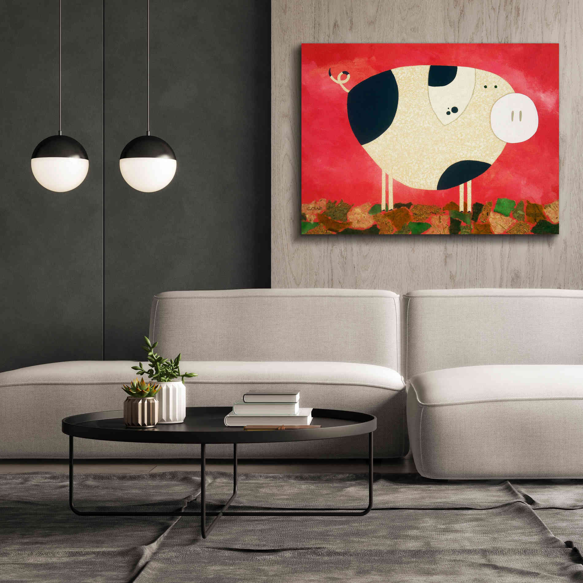 'Pig Newton by Casey Craig Giclee Canvas Wall Art,54 x 40