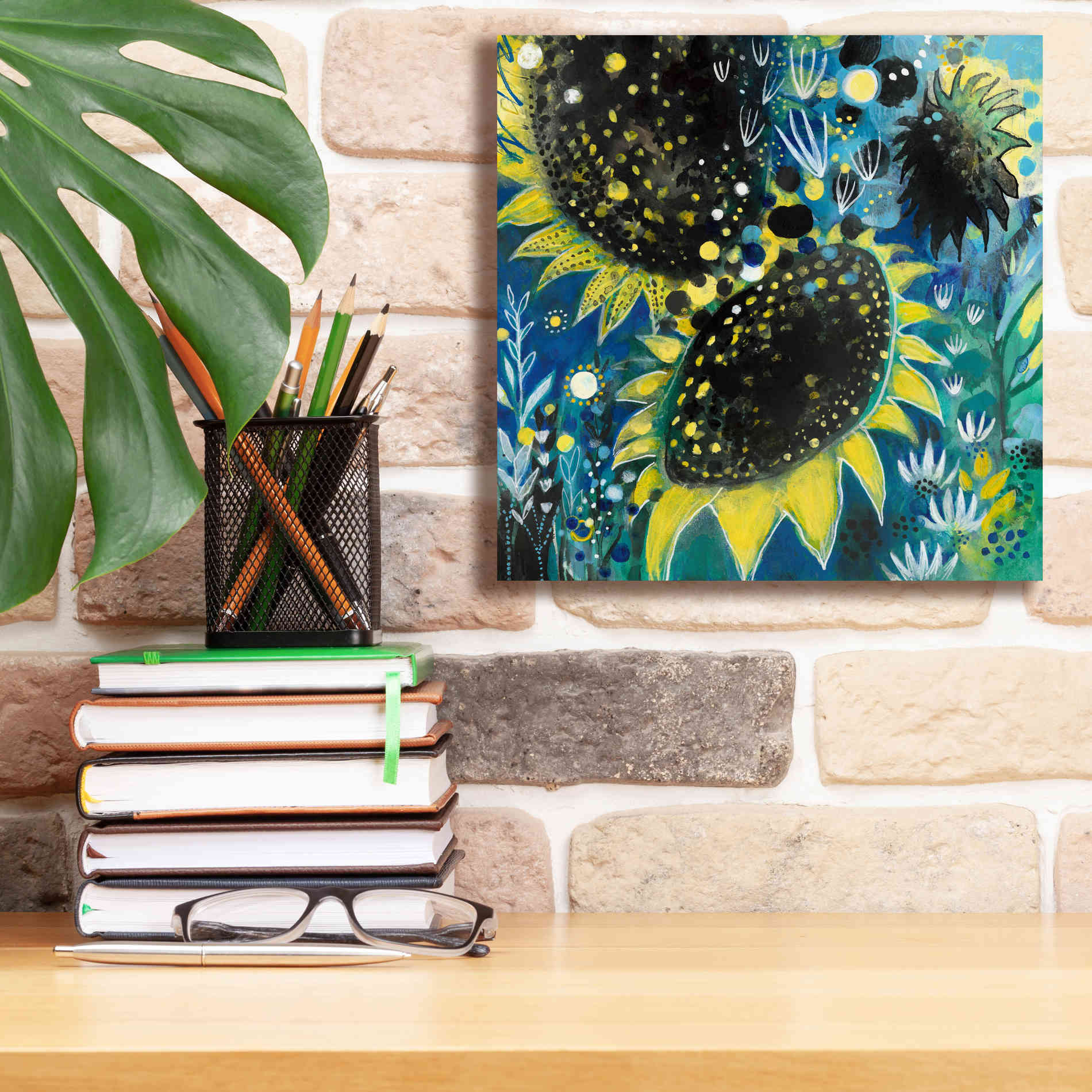 'Sunflower Kisses by Corina Capri Giclee Canvas Wall Art,12 x 12