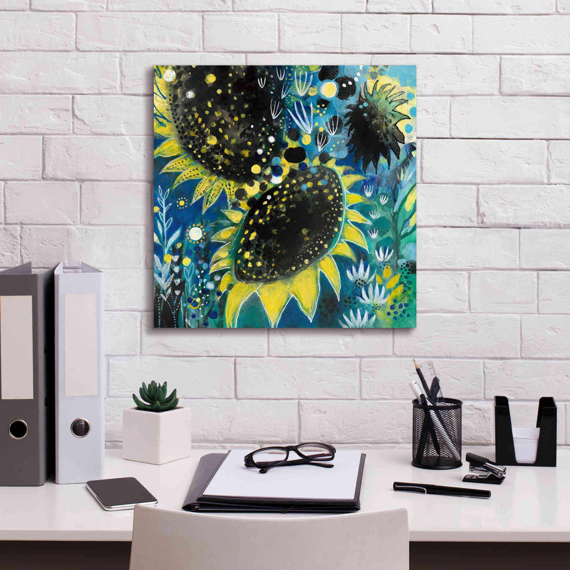 'Sunflower Kisses by Corina Capri Giclee Canvas Wall Art,18 x 18