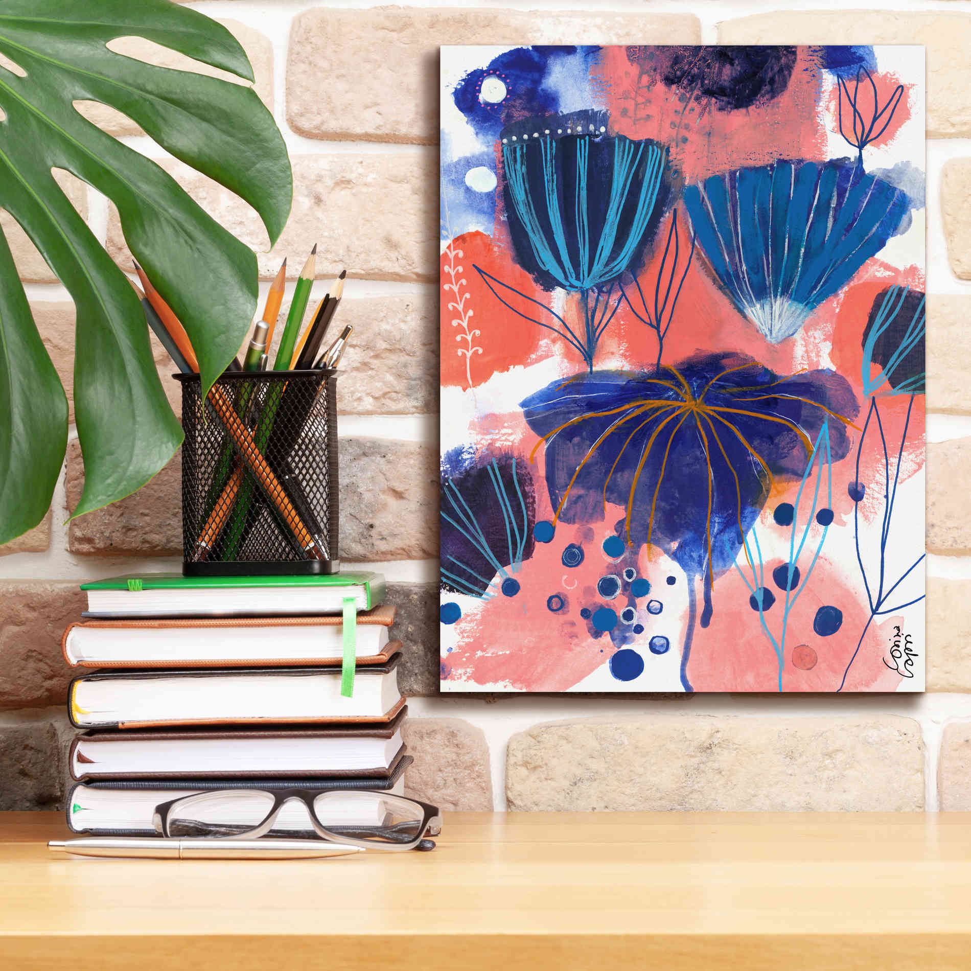 'Blumen Blues by Corina Capri Giclee Canvas Wall Art,12 x 16