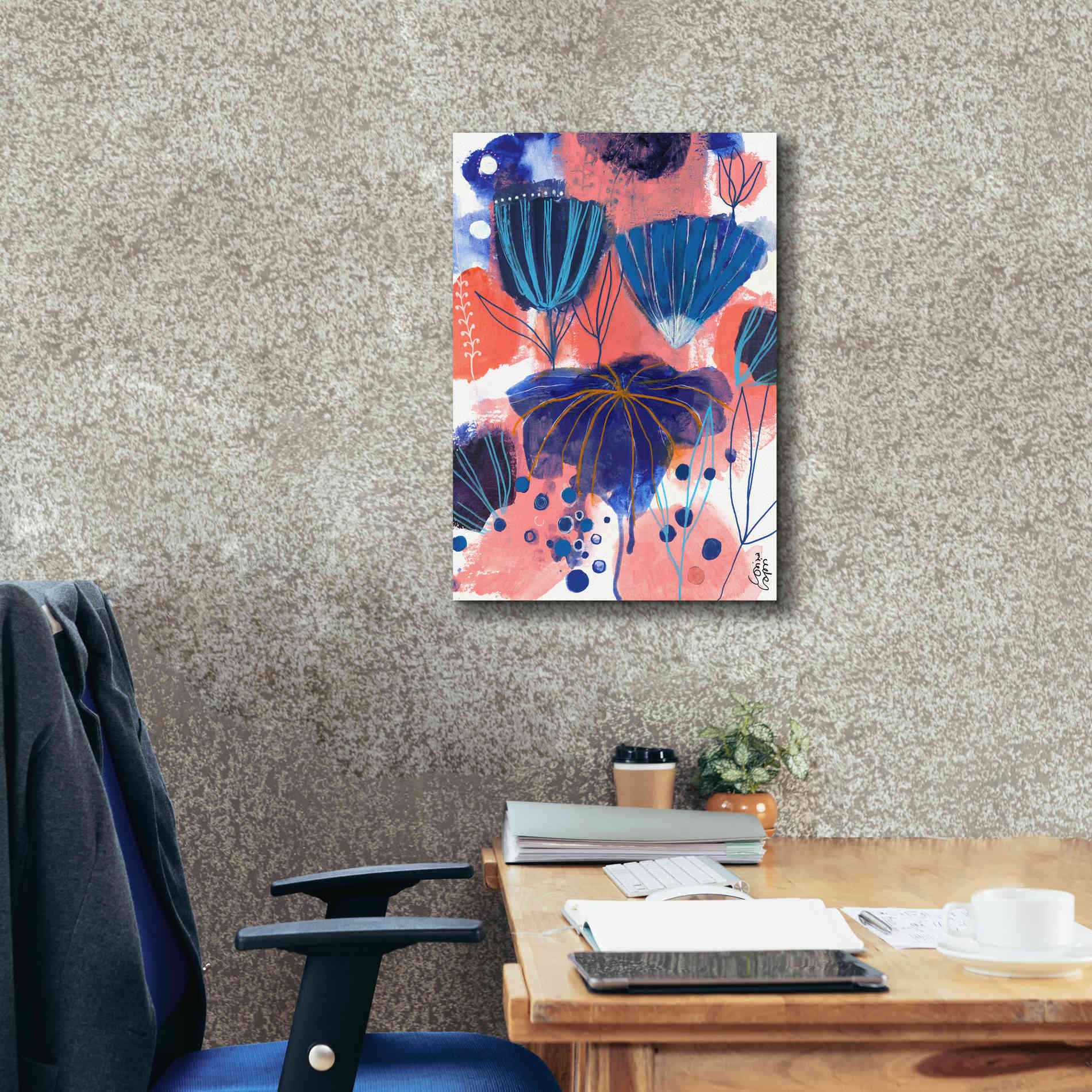 'Blumen Blues by Corina Capri Giclee Canvas Wall Art,18 x 26