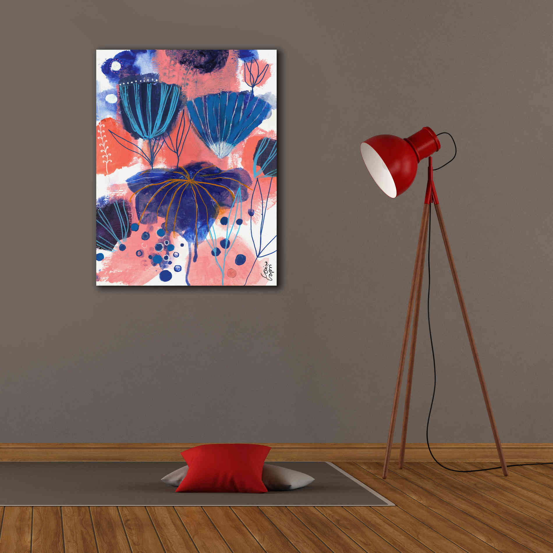 'Blumen Blues by Corina Capri Giclee Canvas Wall Art,26 x 34