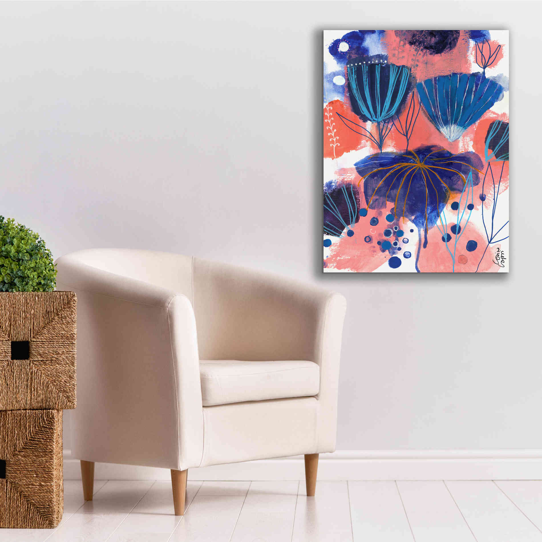 'Blumen Blues by Corina Capri Giclee Canvas Wall Art,26 x 34