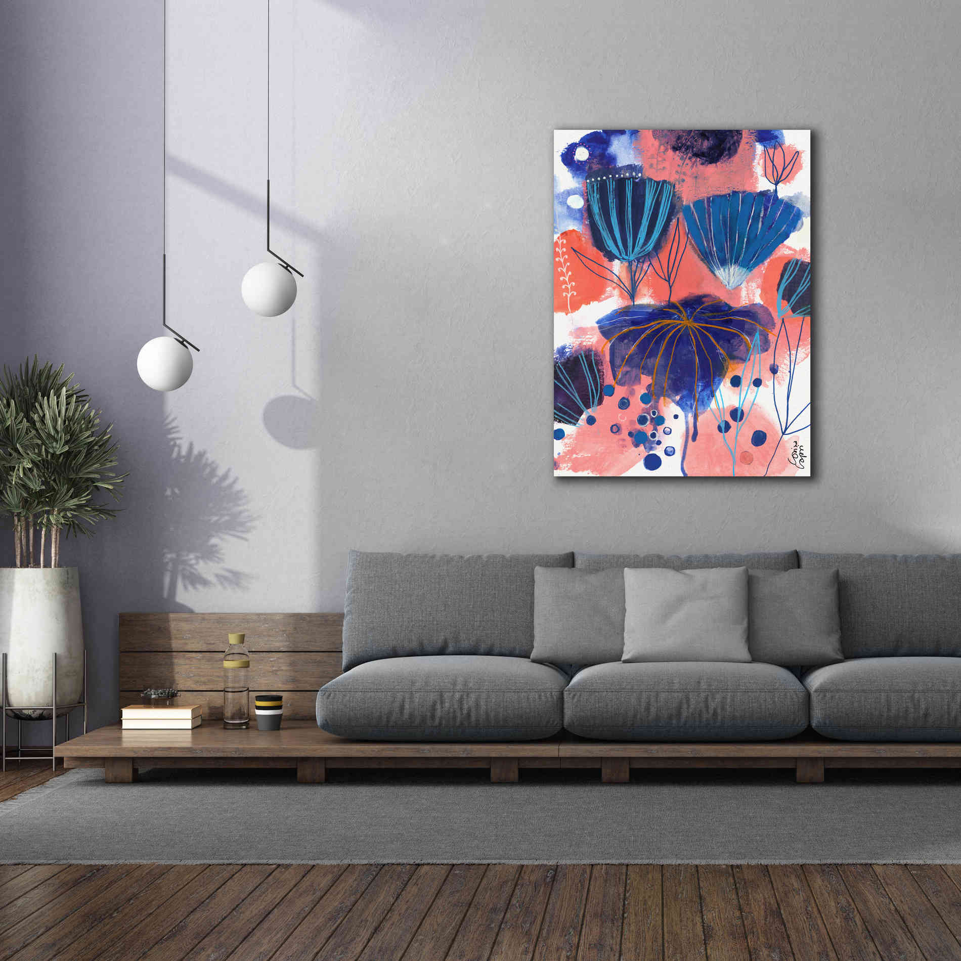 'Blumen Blues by Corina Capri Giclee Canvas Wall Art,40 x 54