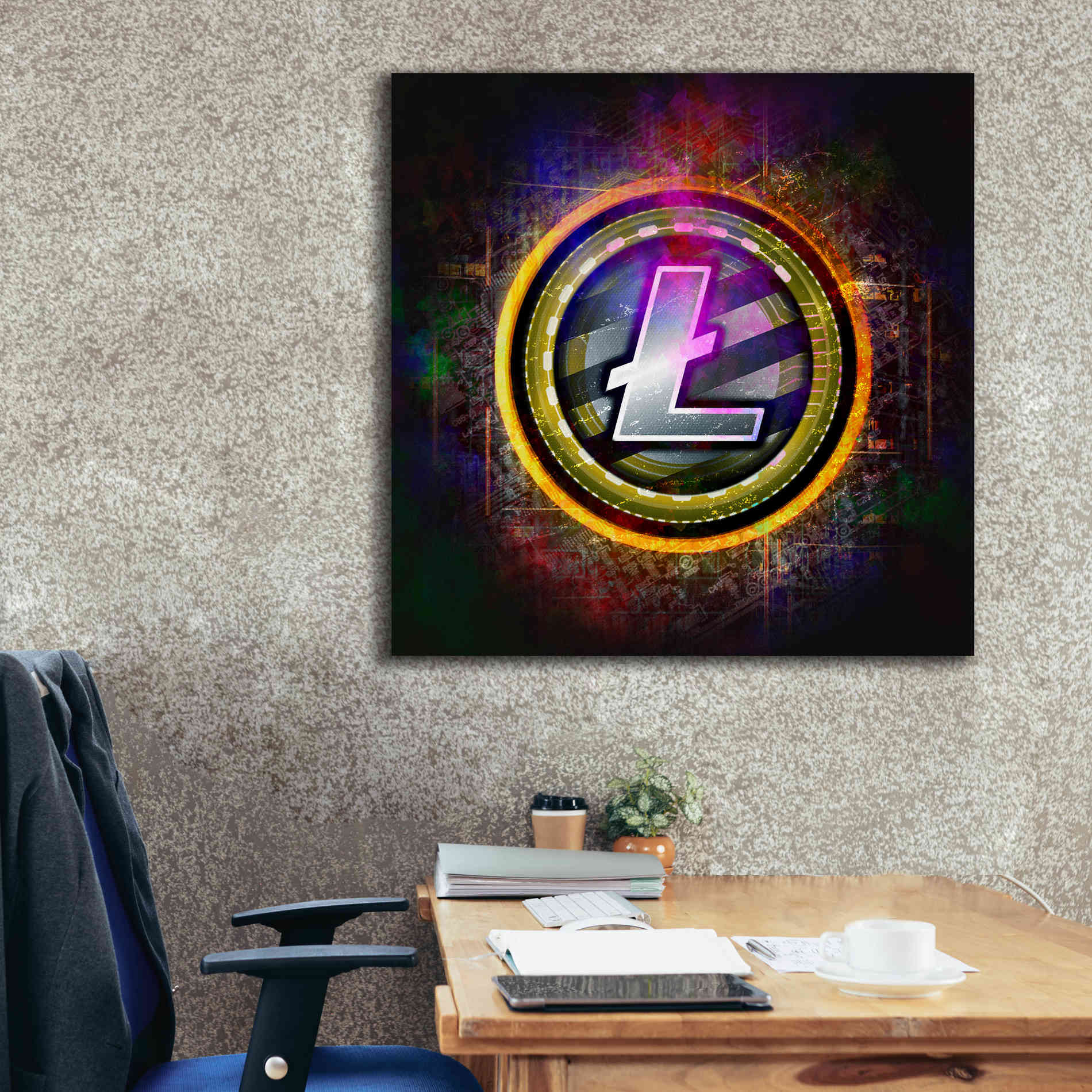 Epic Graffiti'Litecoin Better Than Gold' by Epic Portfolio Giclee Canvas Wall Art,37 x 37
