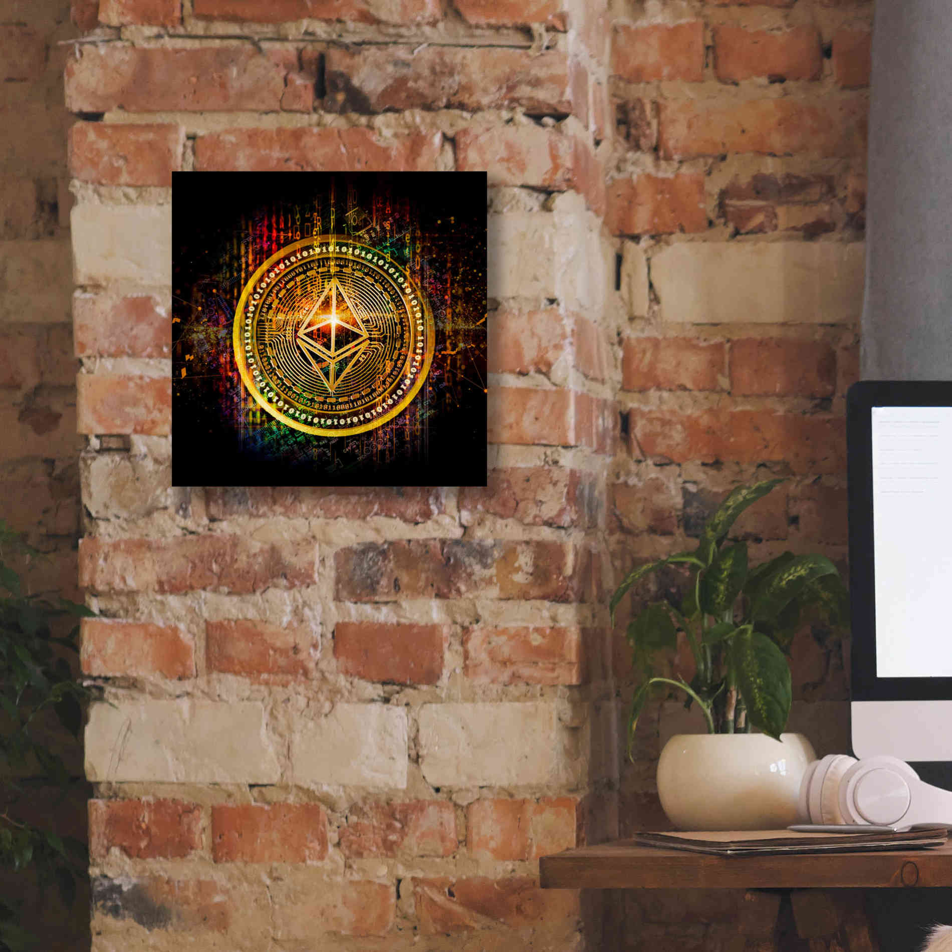 Epic Graffiti'Ethereum Better Than Gold' by Epic Portfolio Giclee Canvas Wall Art,12 x 12