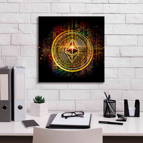 Image of Epic Graffiti'Ethereum Better Than Gold' by Epic Portfolio Giclee Canvas Wall Art,18 x 18