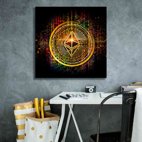 Image of Epic Graffiti'Ethereum Better Than Gold' by Epic Portfolio Giclee Canvas Wall Art,26 x 26