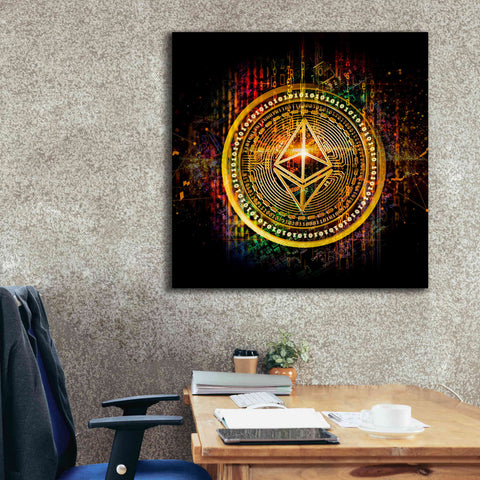 Image of Epic Graffiti'Ethereum Better Than Gold' by Epic Portfolio Giclee Canvas Wall Art,37 x 37
