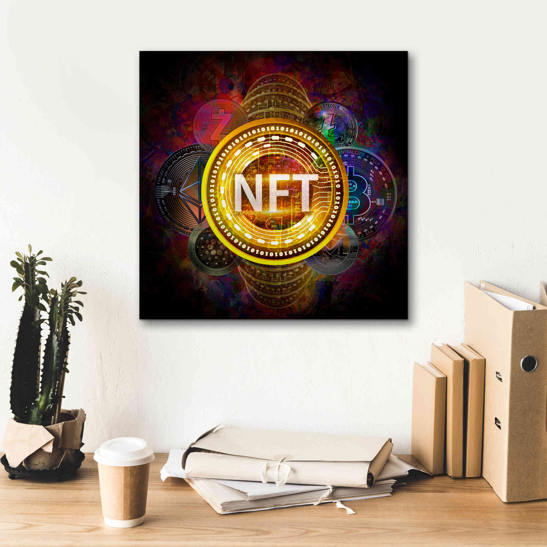 Epic Graffiti'Crypto Pyramid Nft' by Epic Portfolio Giclee Canvas Wall Art,18 x 18
