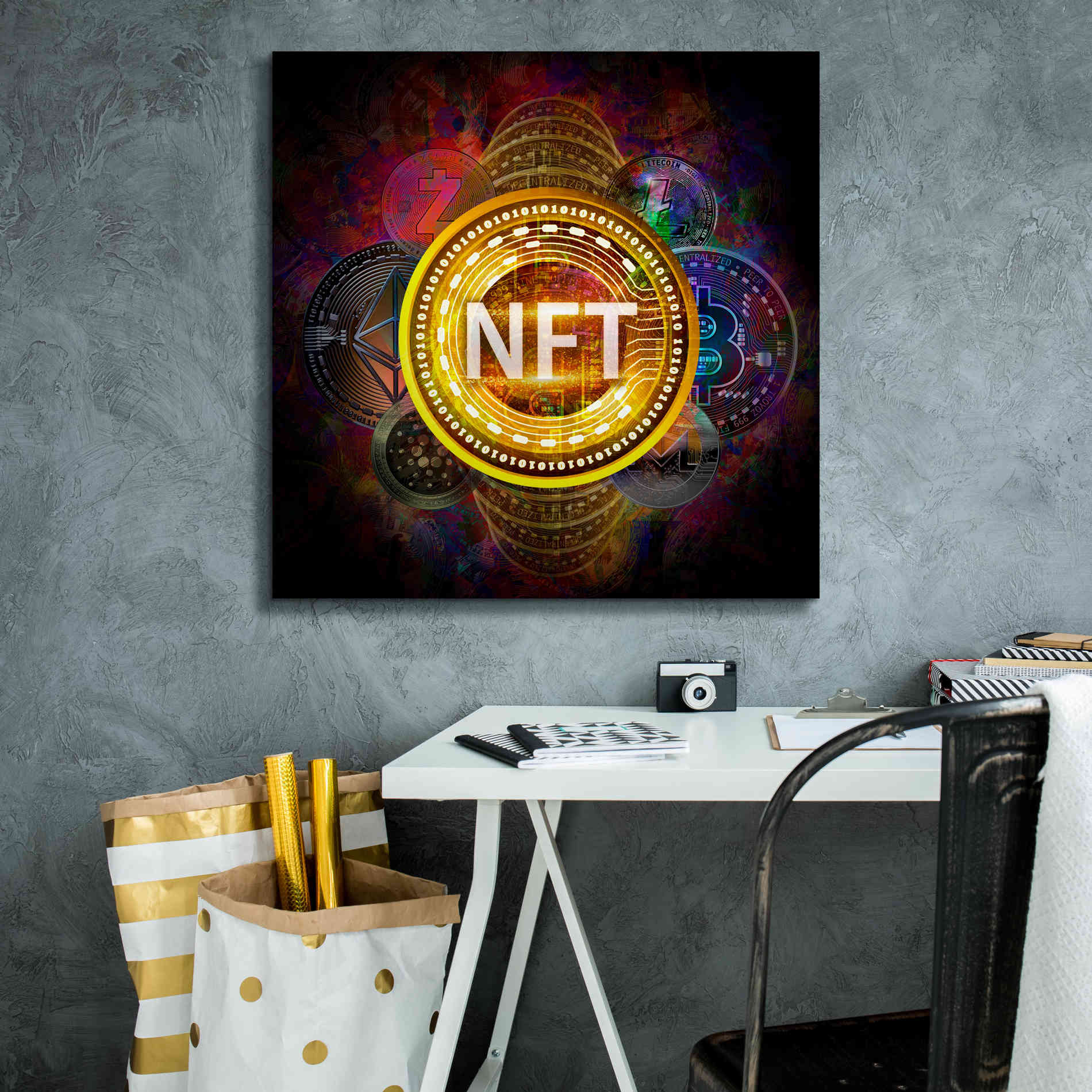 Epic Graffiti'Crypto Pyramid Nft' by Epic Portfolio Giclee Canvas Wall Art,26 x 26