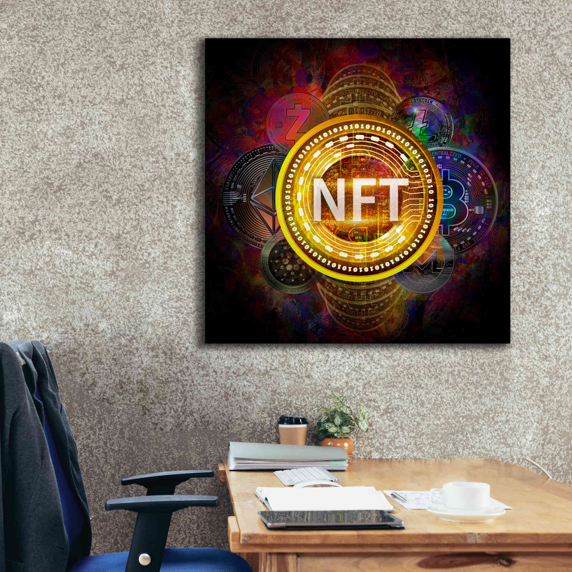 Epic Graffiti'Crypto Pyramid Nft' by Epic Portfolio Giclee Canvas Wall Art,37 x 37