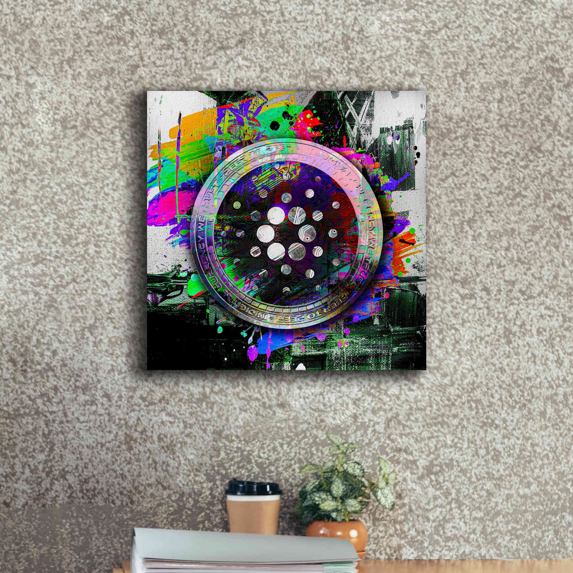 Epic Graffiti'Cardano Crypto Predator' by Epic Portfolio Giclee Canvas Wall Art,18 x 18