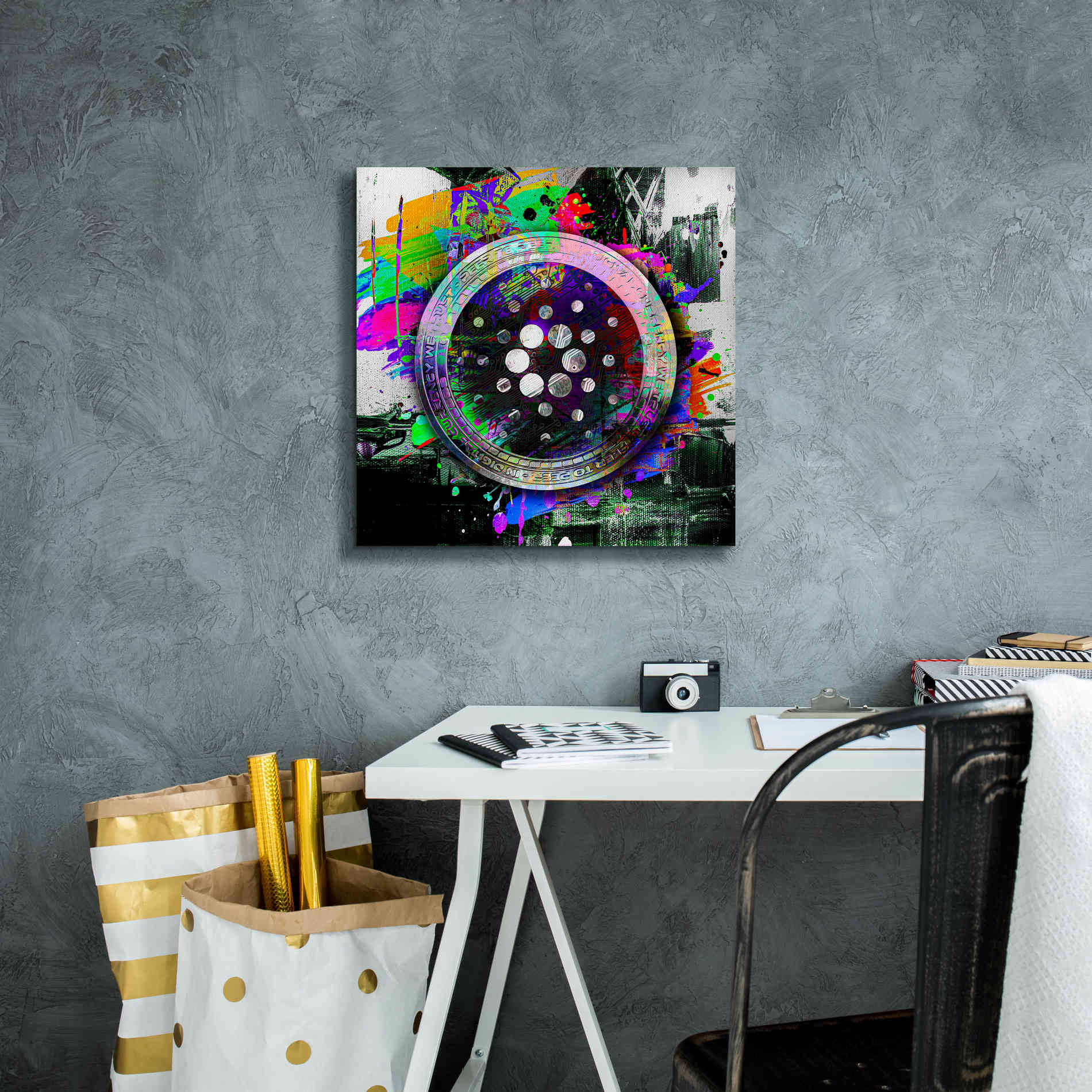 Epic Graffiti'Cardano Crypto Predator' by Epic Portfolio Giclee Canvas Wall Art,18 x 18