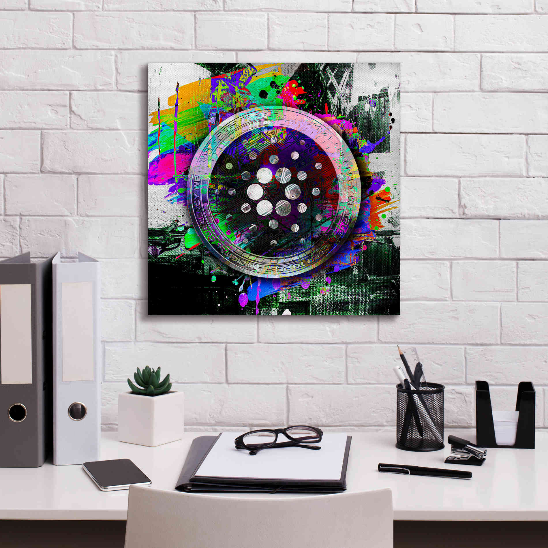 Epic Graffiti'Cardano Crypto Predator' by Epic Portfolio Giclee Canvas Wall Art,18 x 18