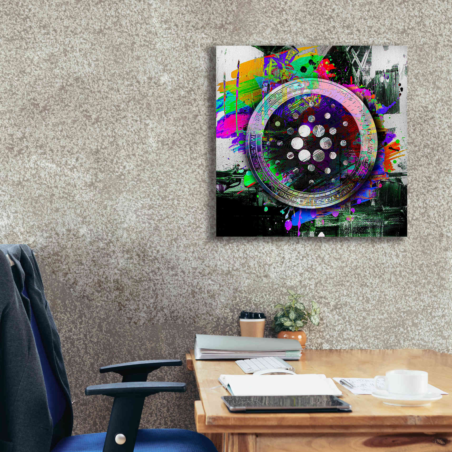 Epic Graffiti'Cardano Crypto Predator' by Epic Portfolio Giclee Canvas Wall Art,26 x 26