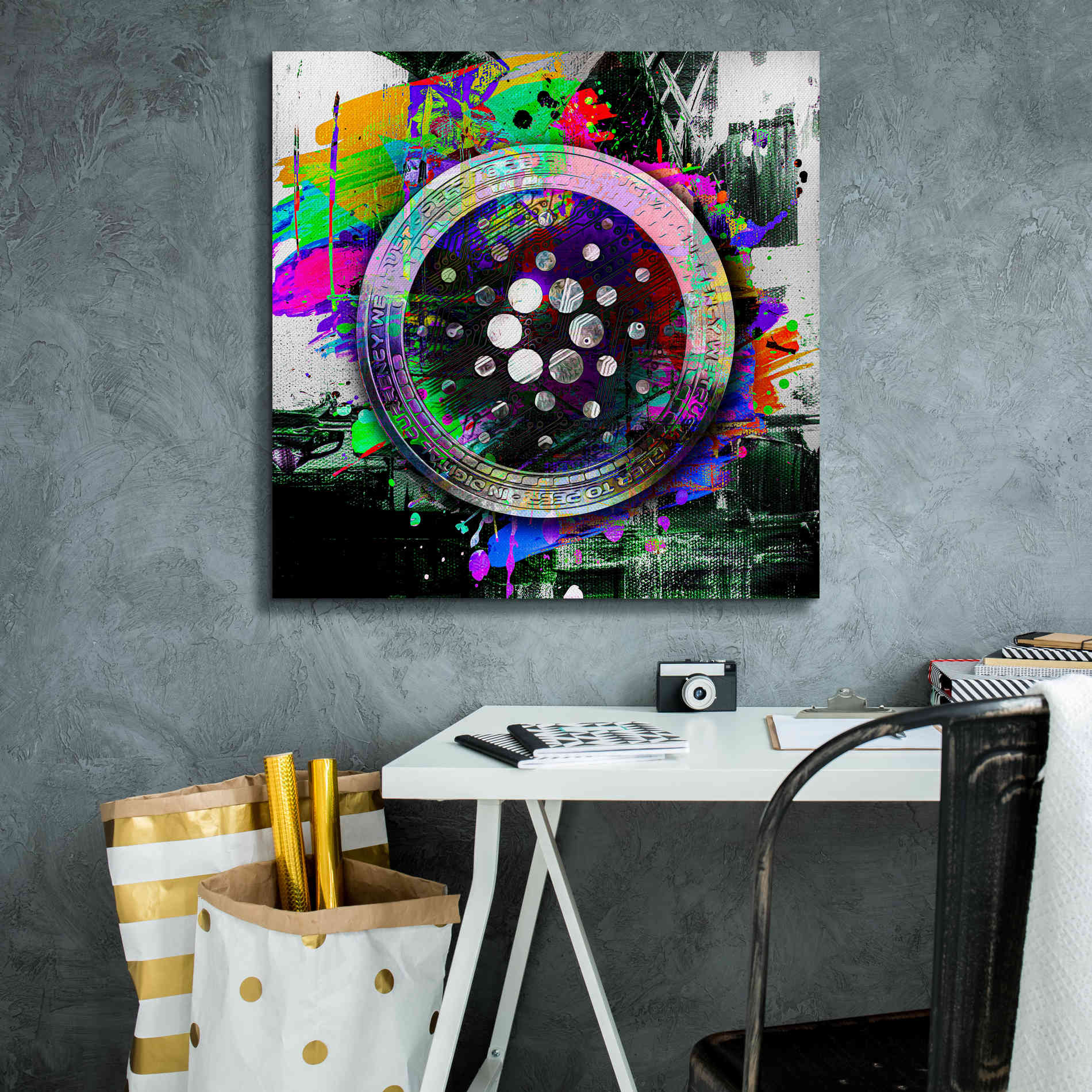 Epic Graffiti'Cardano Crypto Predator' by Epic Portfolio Giclee Canvas Wall Art,26 x 26