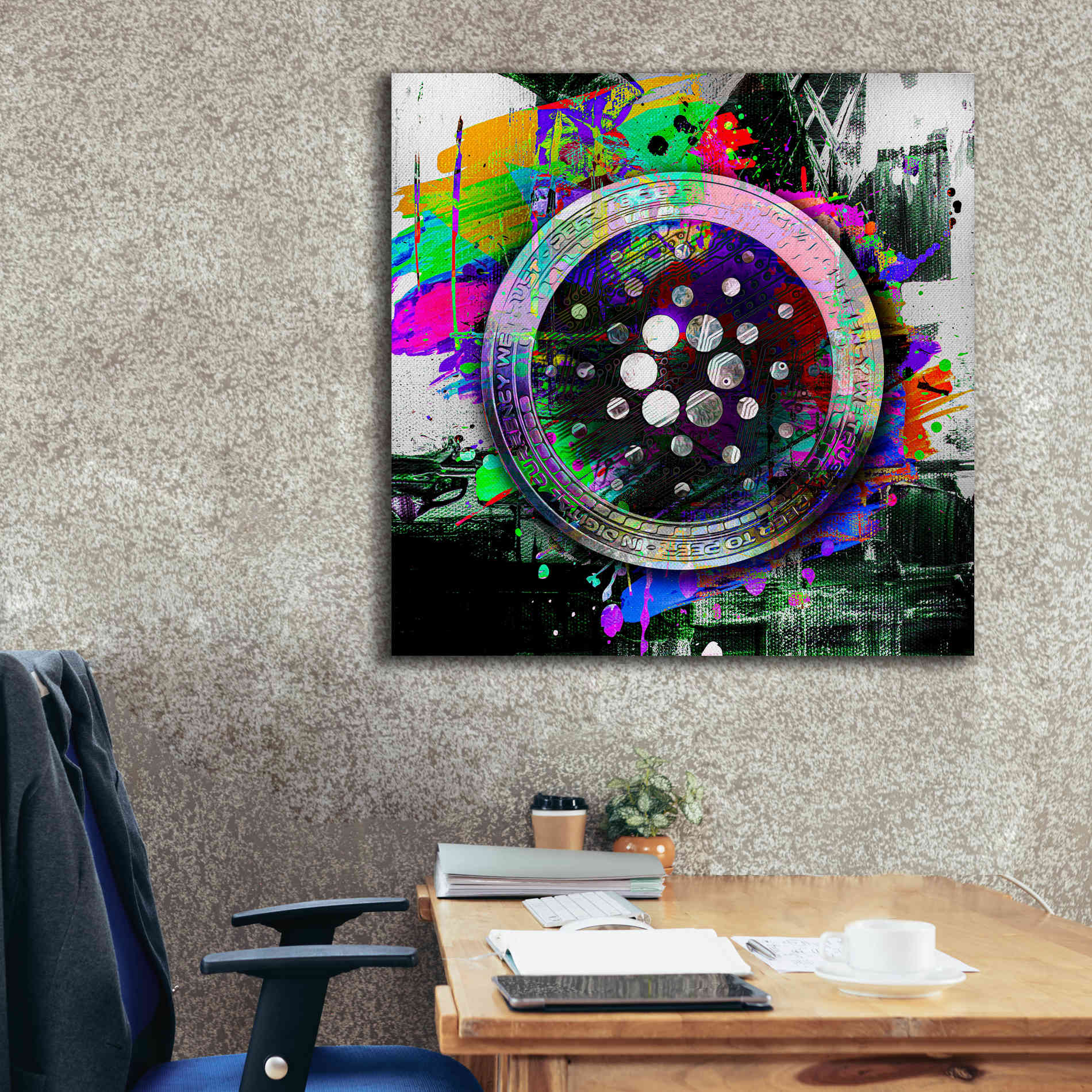 Epic Graffiti'Cardano Crypto Predator' by Epic Portfolio Giclee Canvas Wall Art,37 x 37