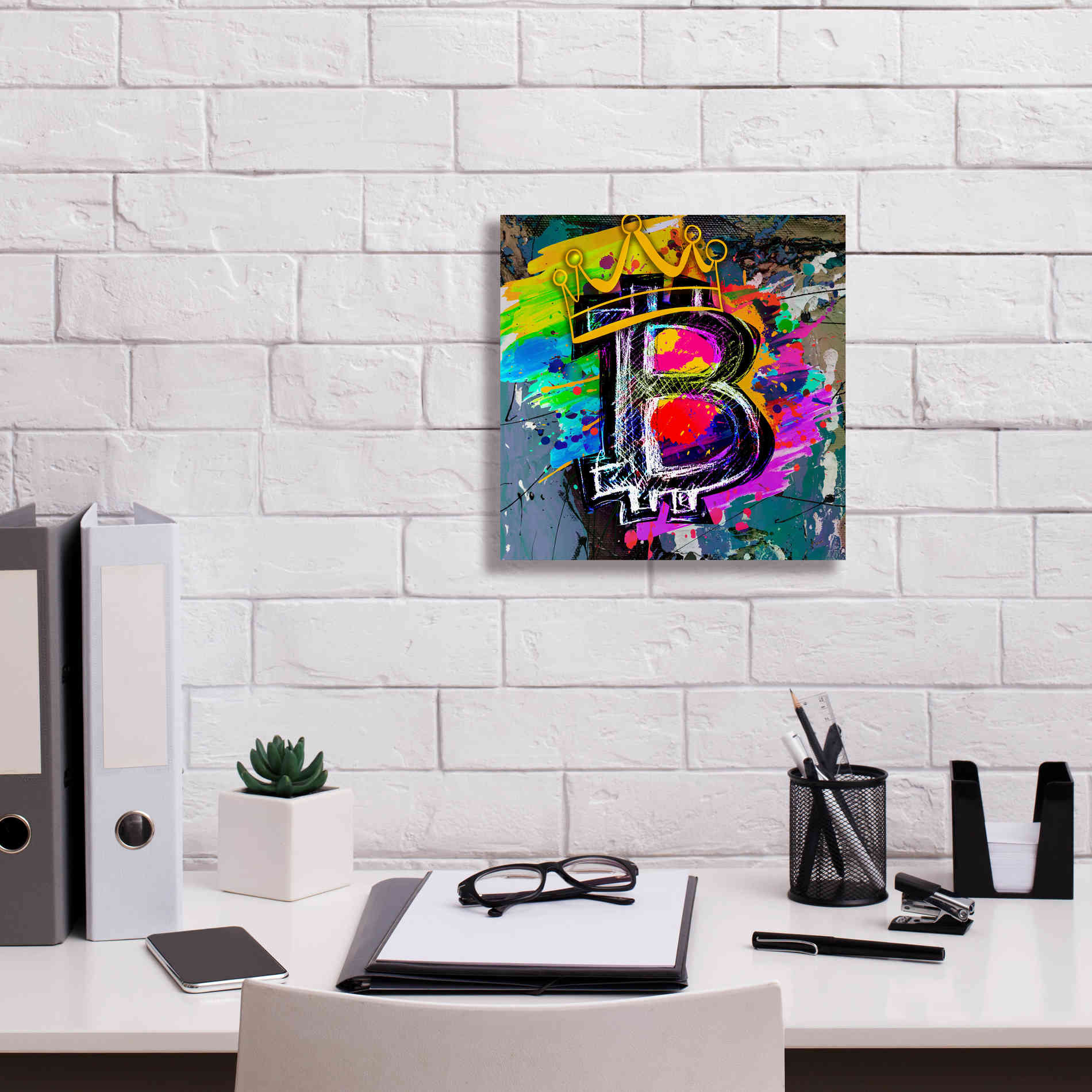 Epic Graffiti'Bitcoin Crypto King' by Epic Portfolio Giclee Canvas Wall Art,12 x 12