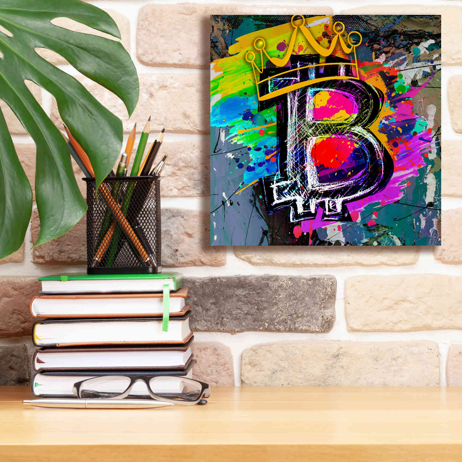 Epic Graffiti'Bitcoin Crypto King' by Epic Portfolio Giclee Canvas Wall Art,12 x 12