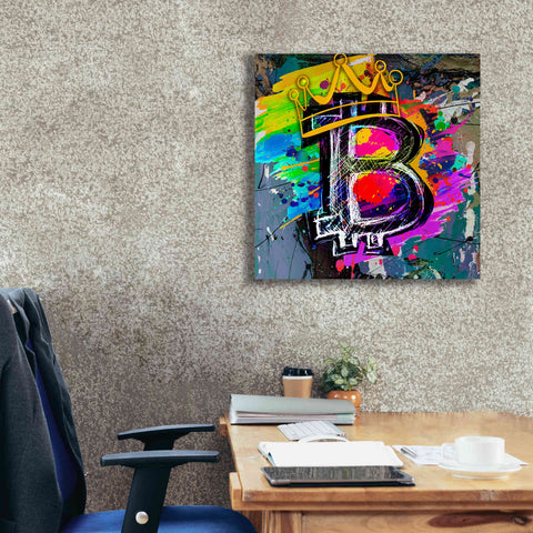 Image of Epic Graffiti'Bitcoin Crypto King' by Epic Portfolio Giclee Canvas Wall Art,26 x 26