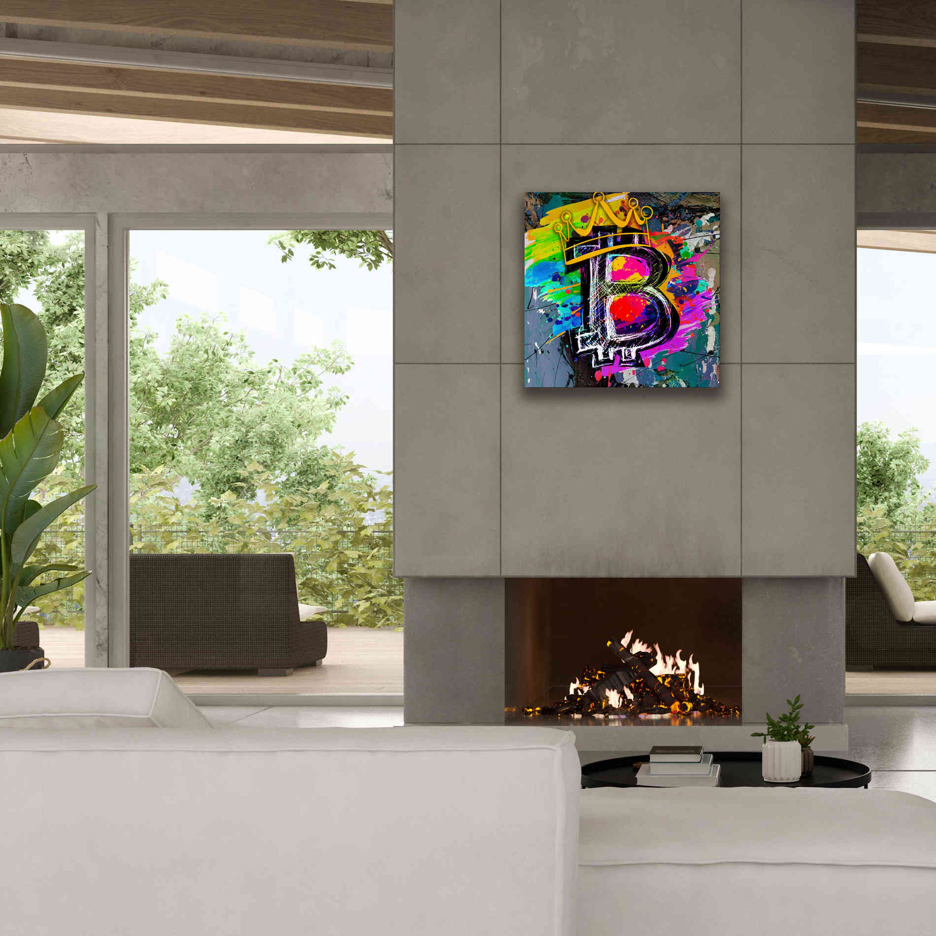 Epic Graffiti'Bitcoin Crypto King' by Epic Portfolio Giclee Canvas Wall Art,26 x 26