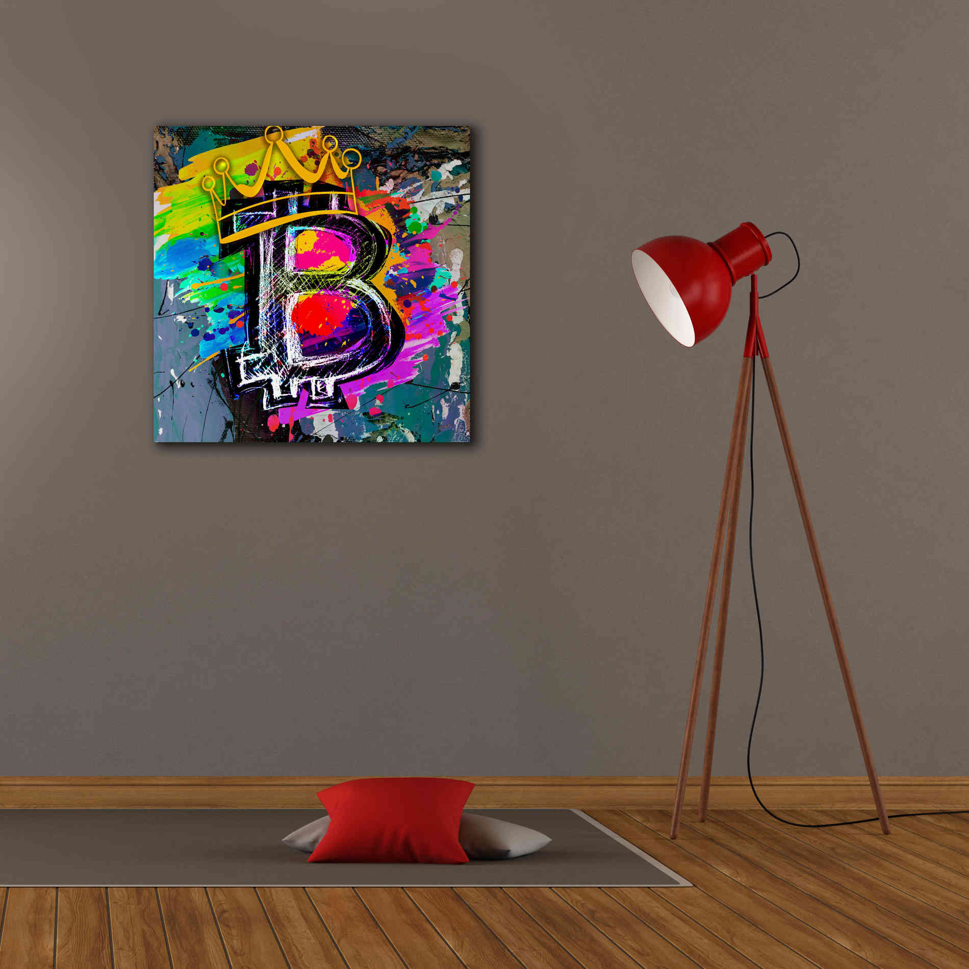 Epic Graffiti'Bitcoin Crypto King' by Epic Portfolio Giclee Canvas Wall Art,26 x 26