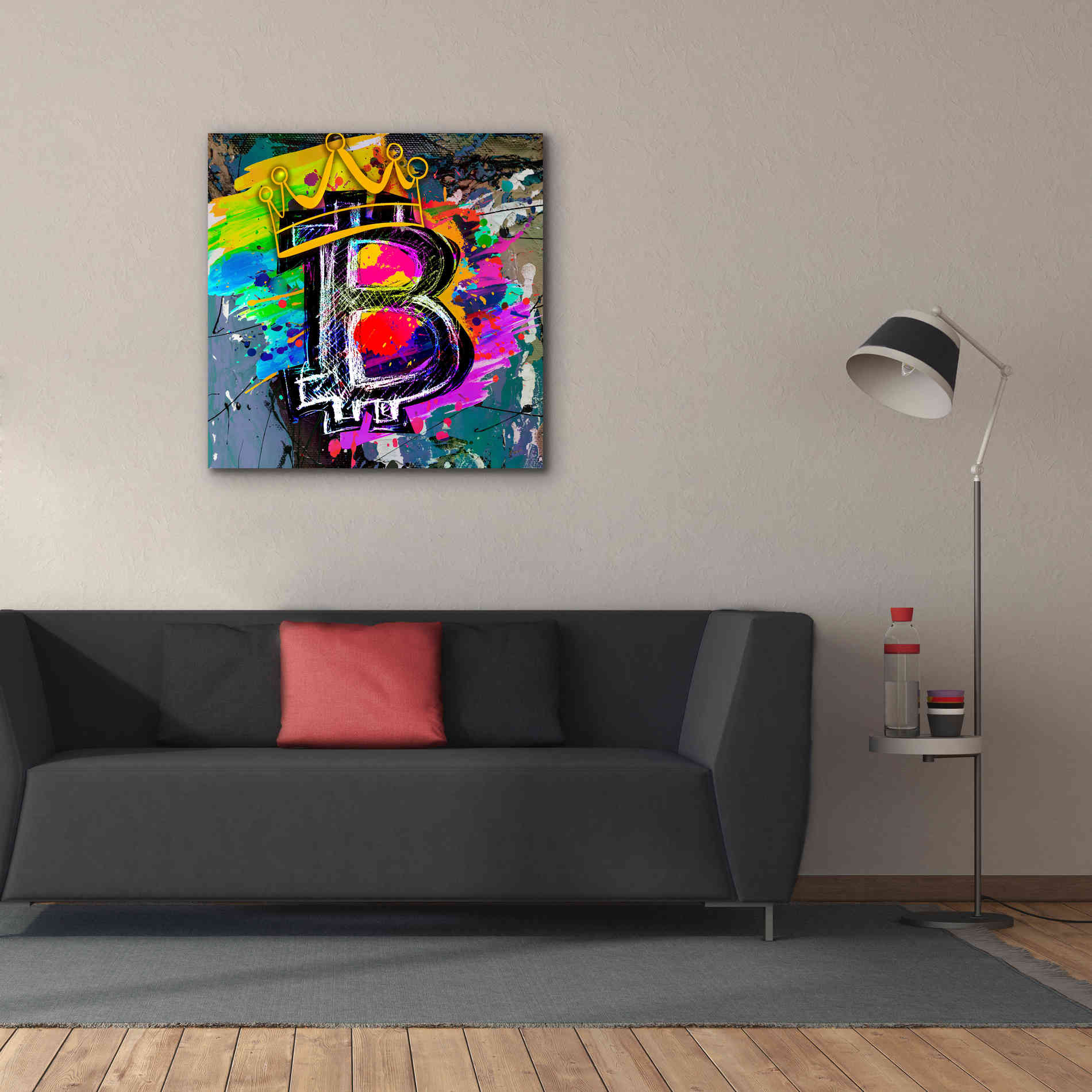 Epic Graffiti'Bitcoin Crypto King' by Epic Portfolio Giclee Canvas Wall Art,37 x 37