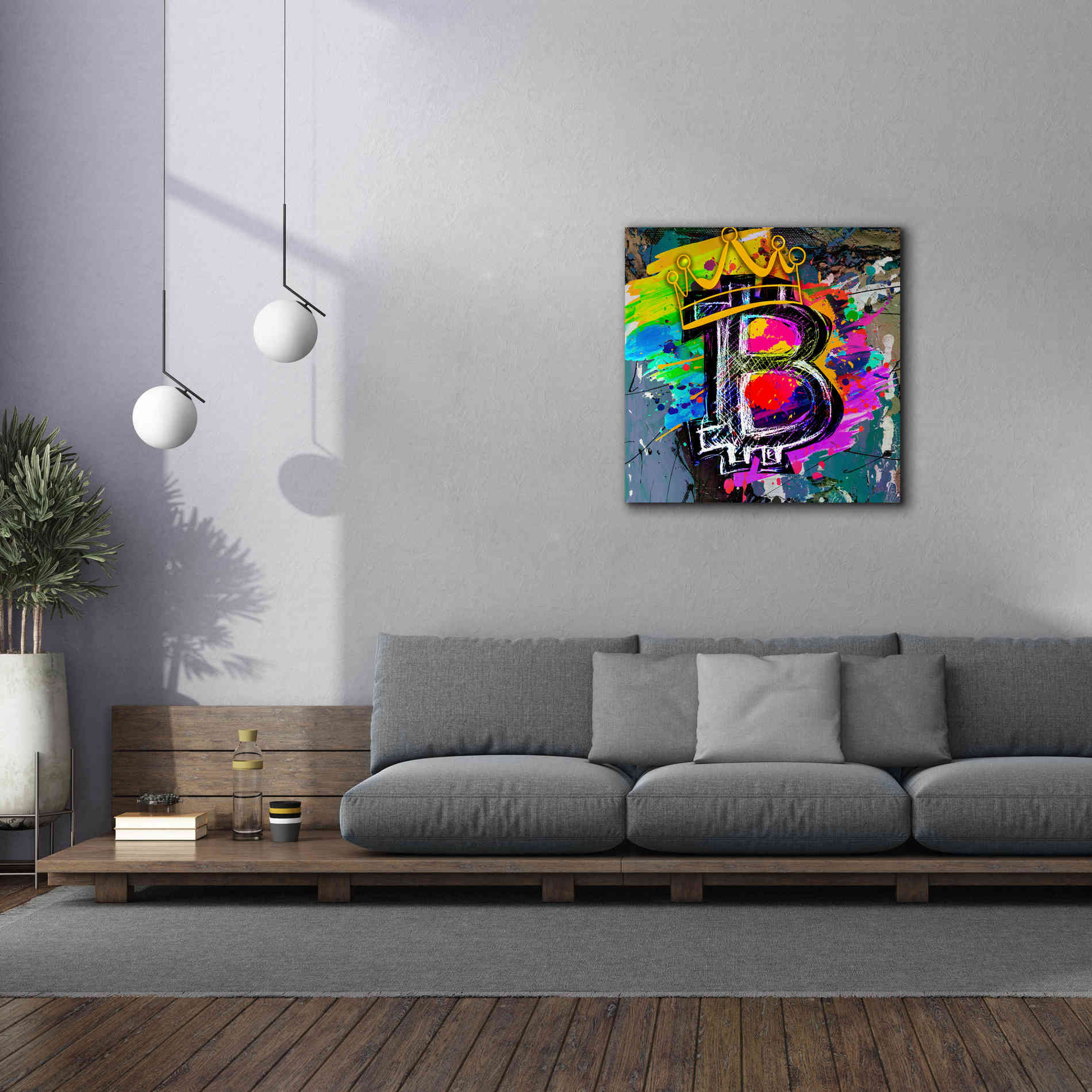 Epic Graffiti'Bitcoin Crypto King' by Epic Portfolio Giclee Canvas Wall Art,37 x 37